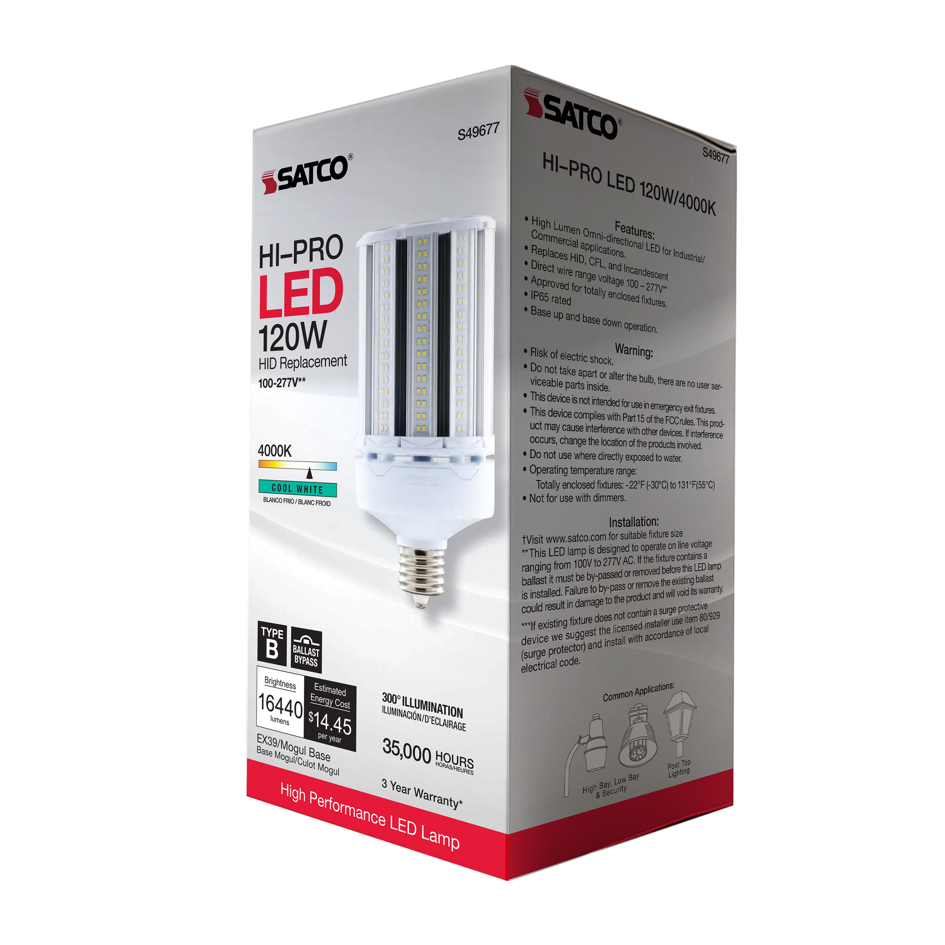 120W/LED/HP/840/100-277V/EX39 - S49677