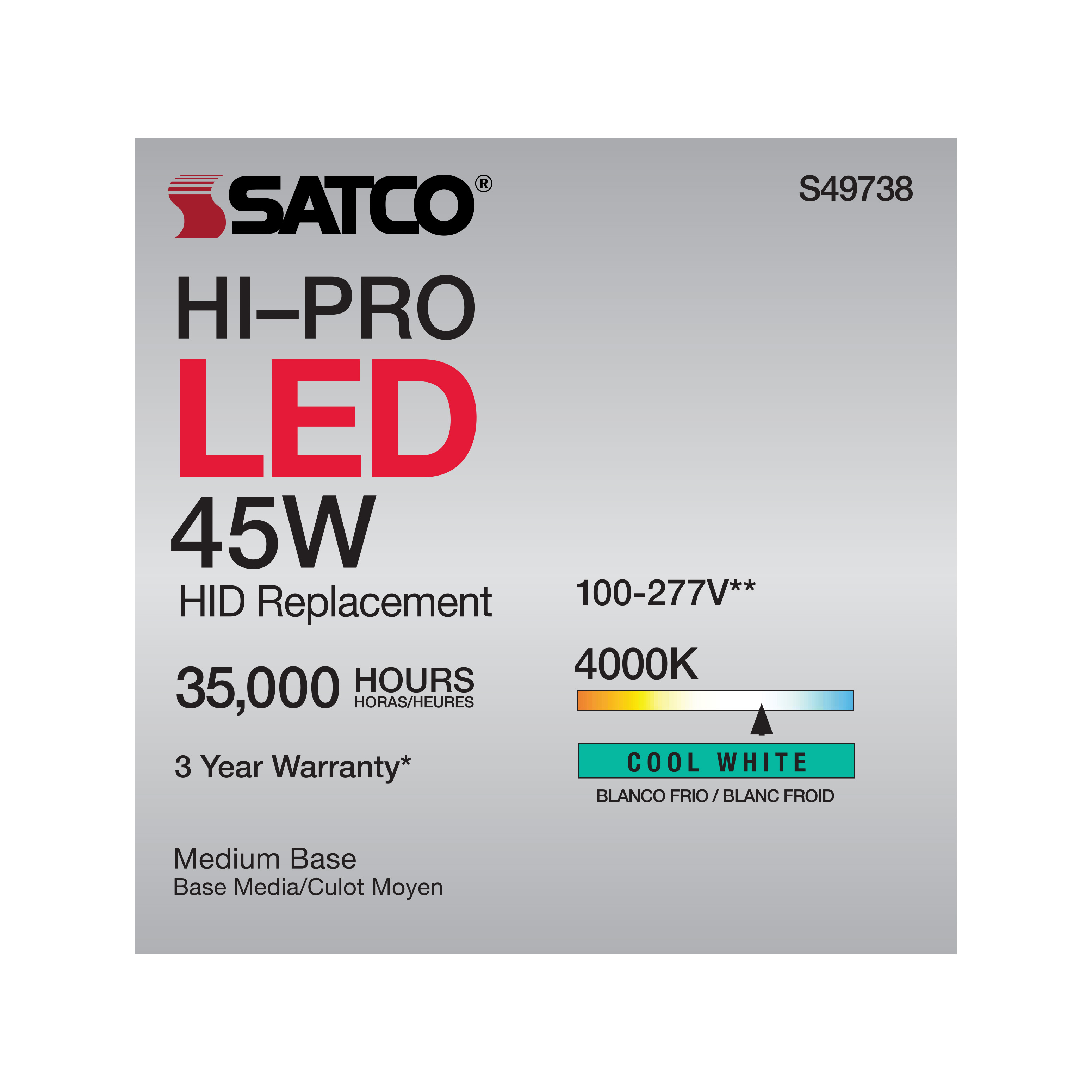 45W/LED/HP/840/100-277V/E26 - S49738