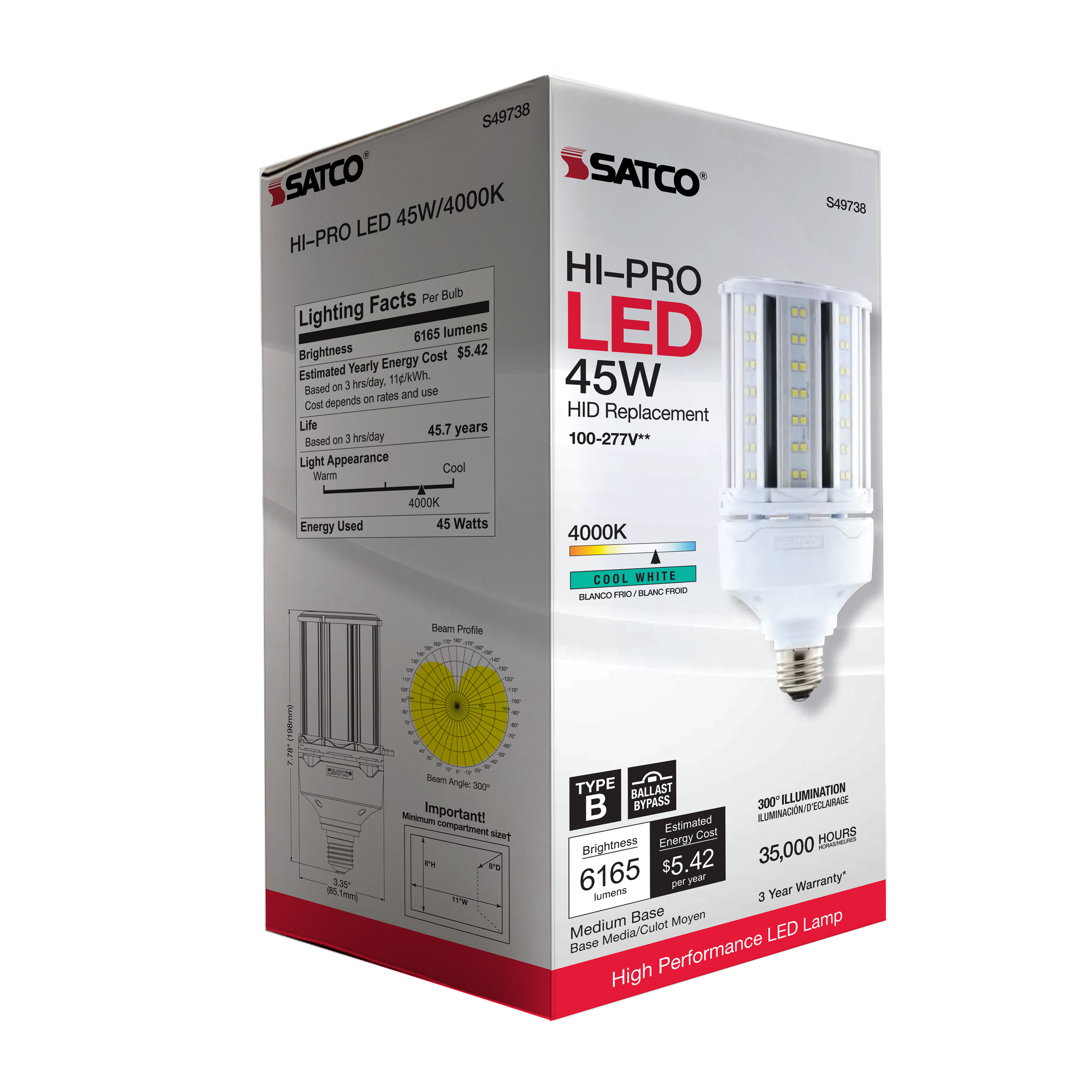 45W/LED/HP/840/100-277V/E26 - S49738