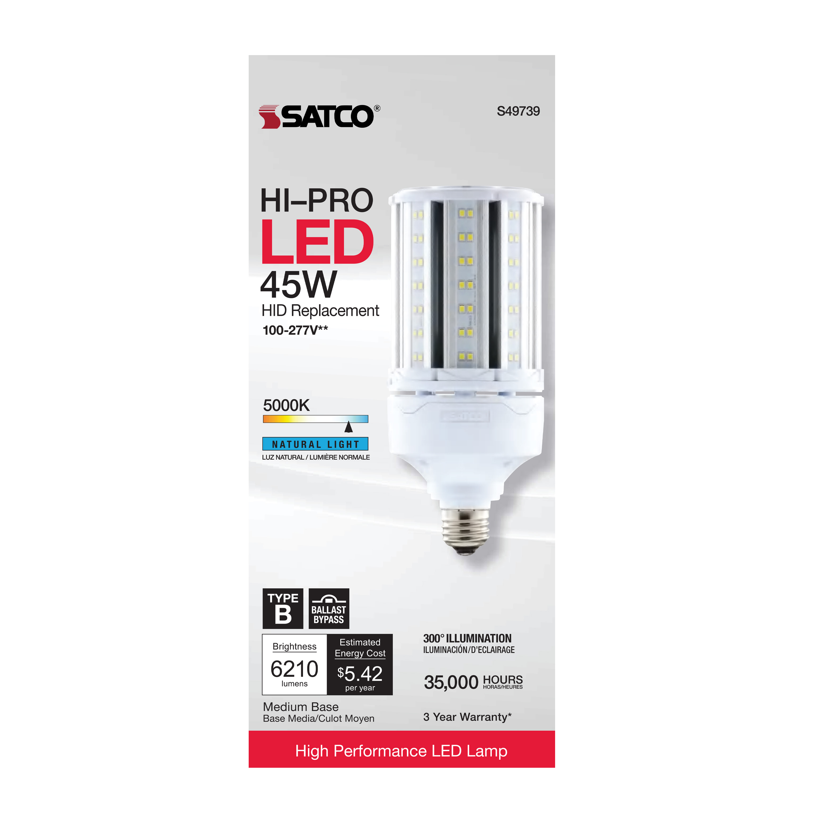 45W/LED/HP/850/100-277V/E26 - S49739