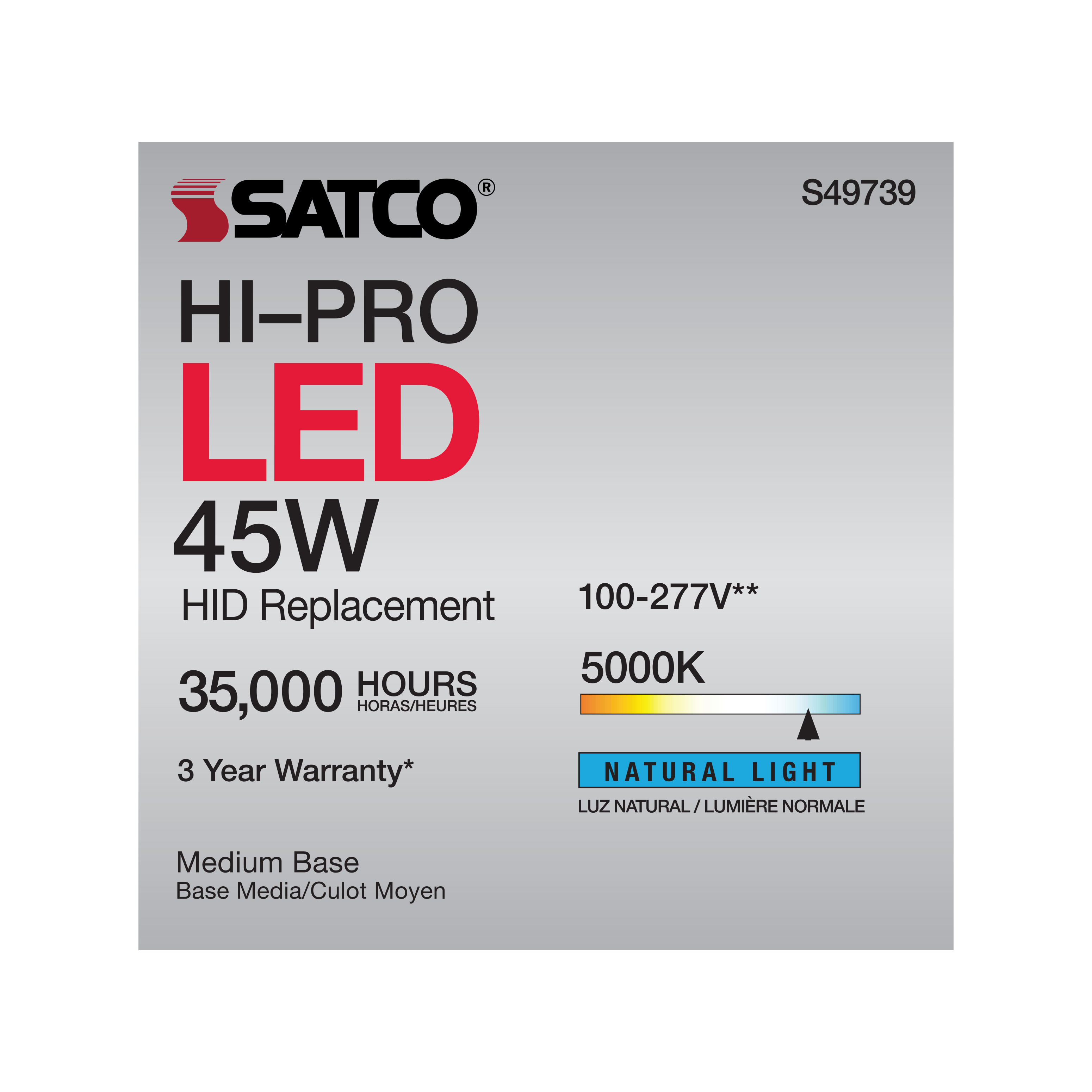 45W/LED/HP/850/100-277V/E26 - S49739