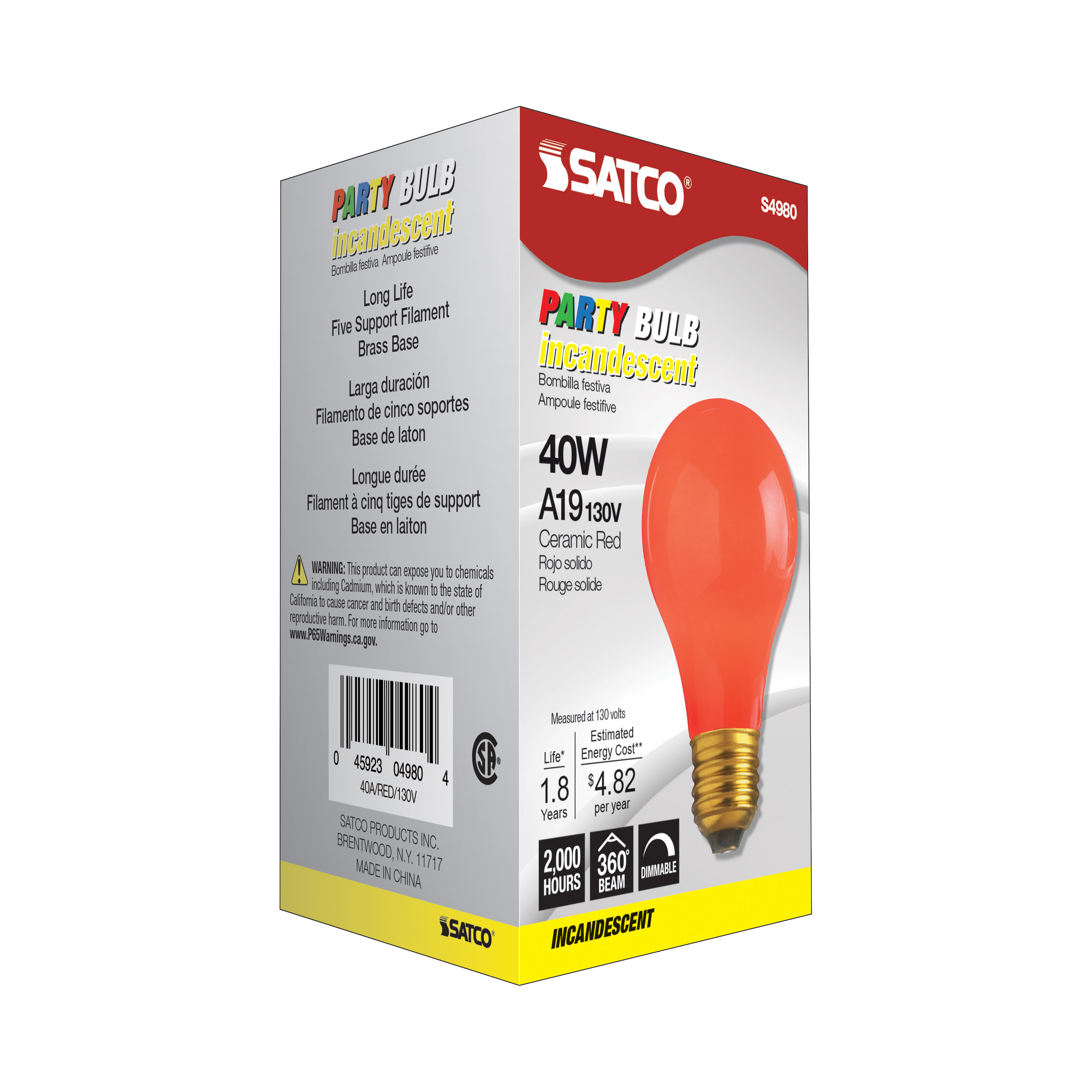 40W A19 CERAMIC RED 130V - S4980