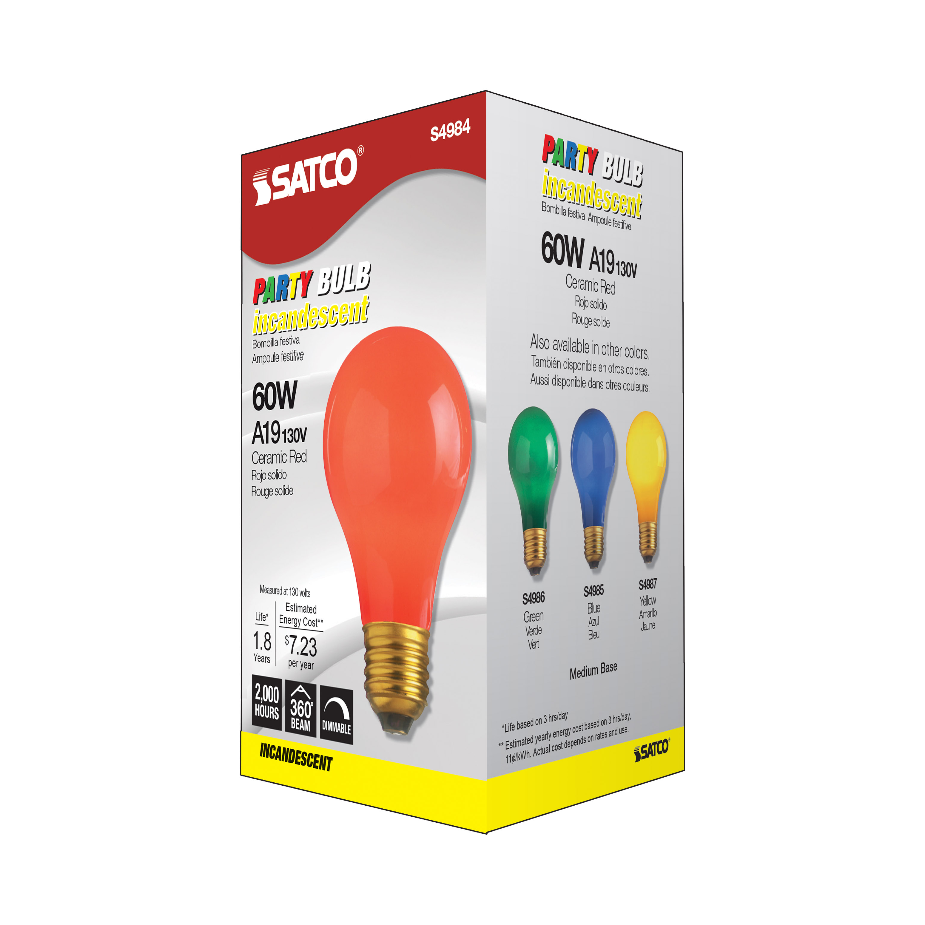 60W A19 STD RED CERAMIC - S4984