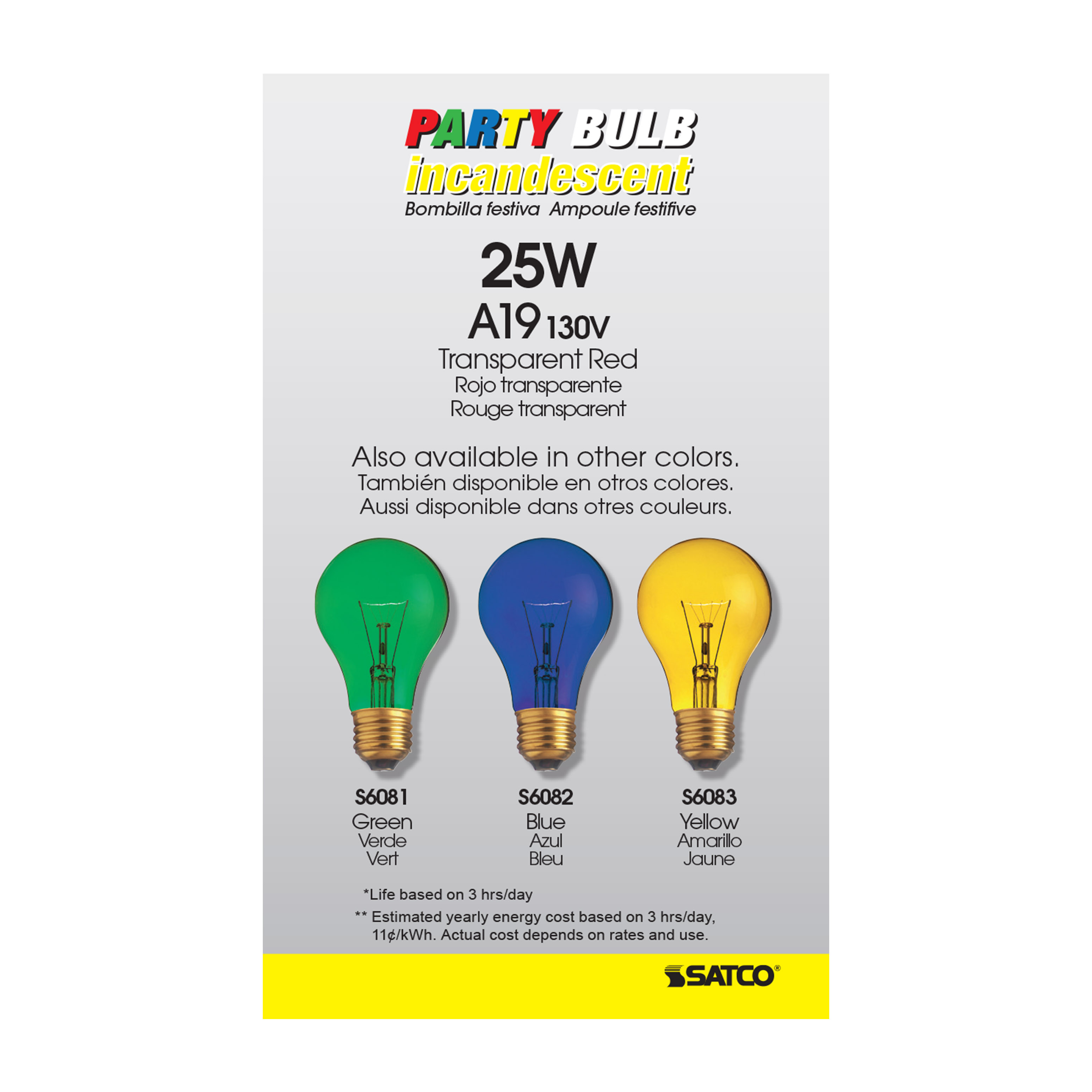 25W A19 TRANS. RED 130V - S6080