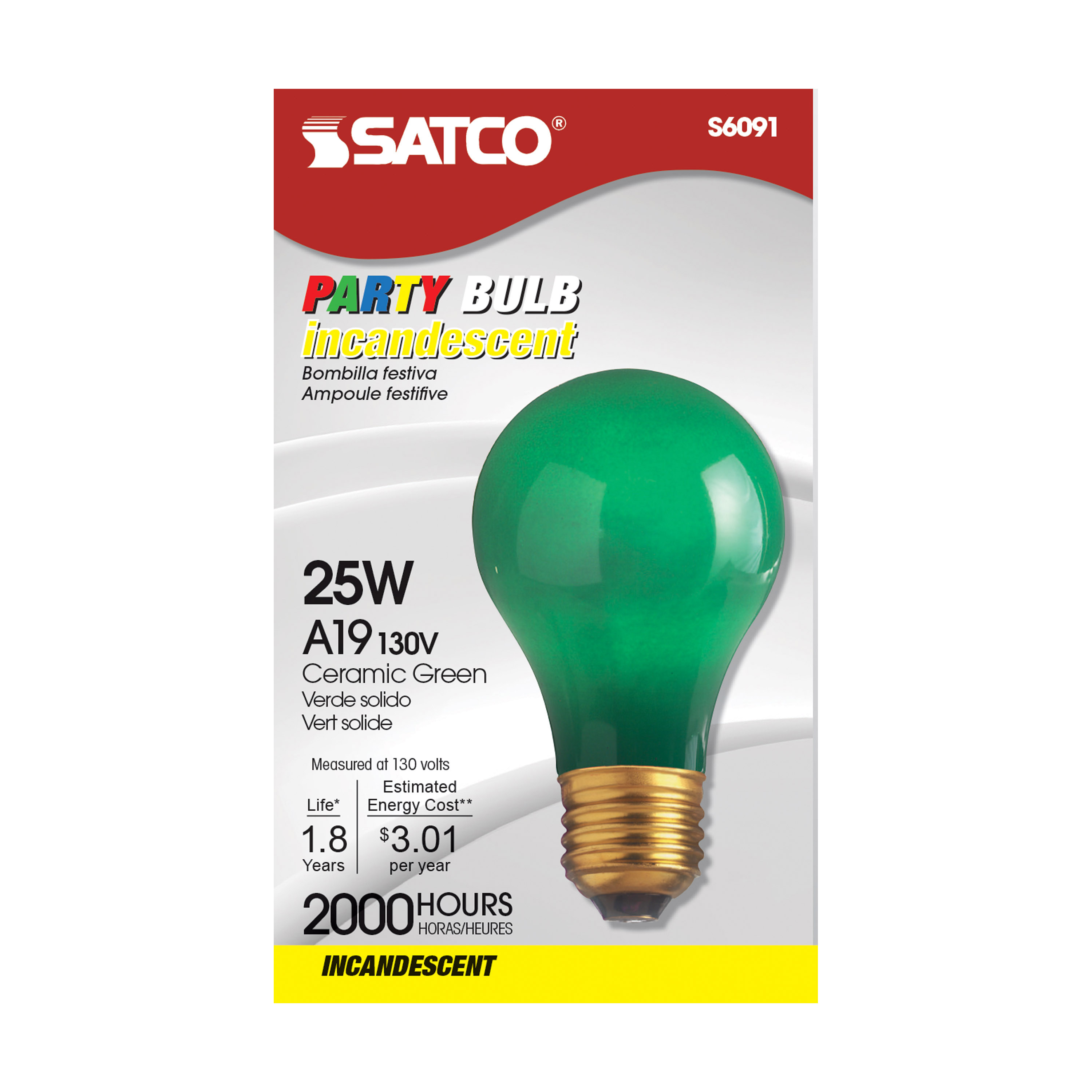 25W A19 CERAMIC GREEN 130V. - S6091