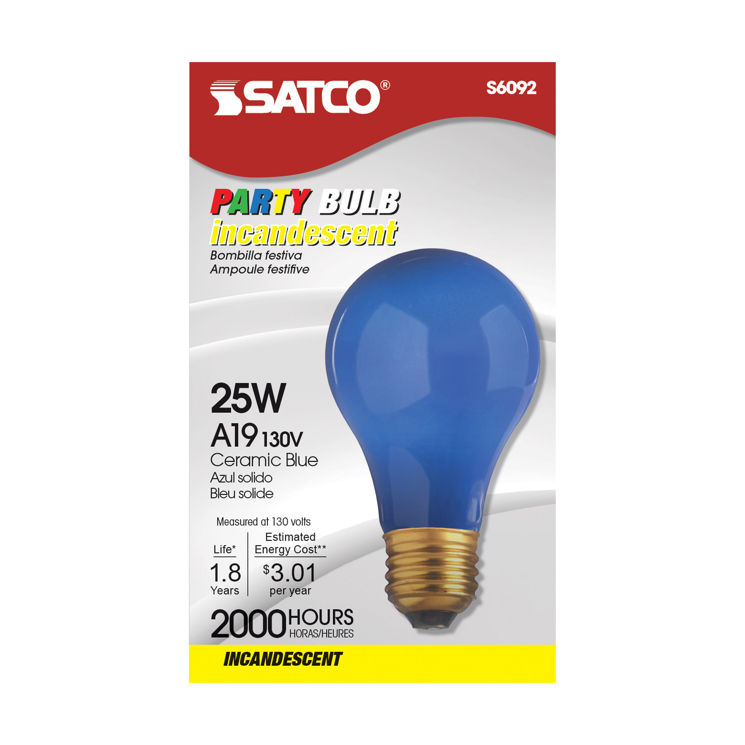 25W A19 CERAMIC BLUE 130V - S6092
