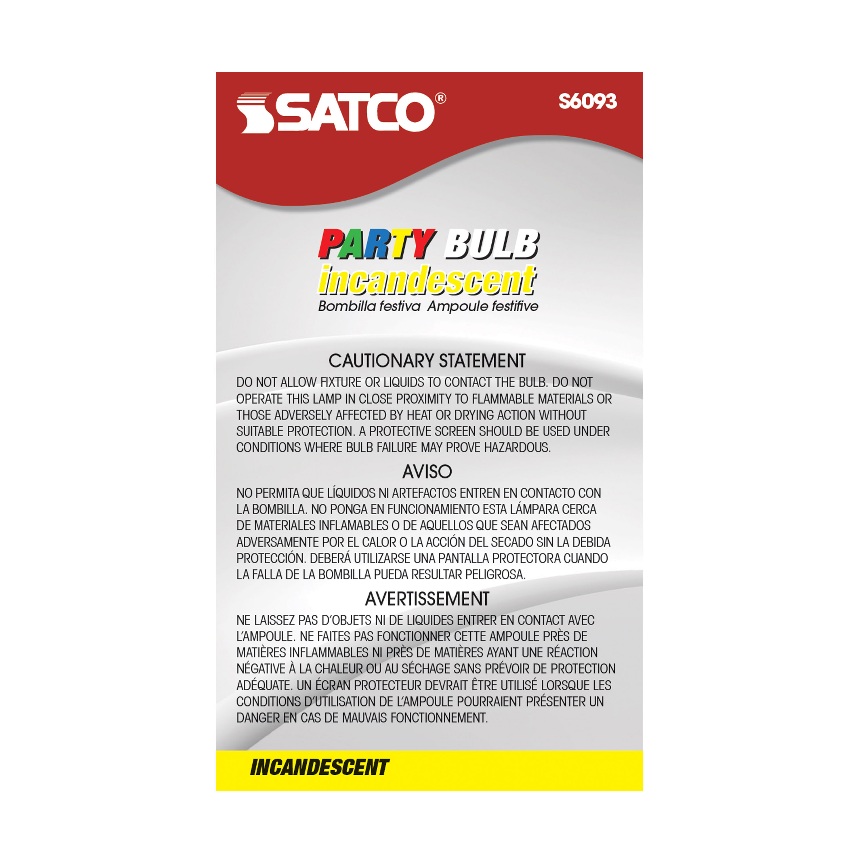 25W A19 CERAMIC YELLOW 130V - S6093