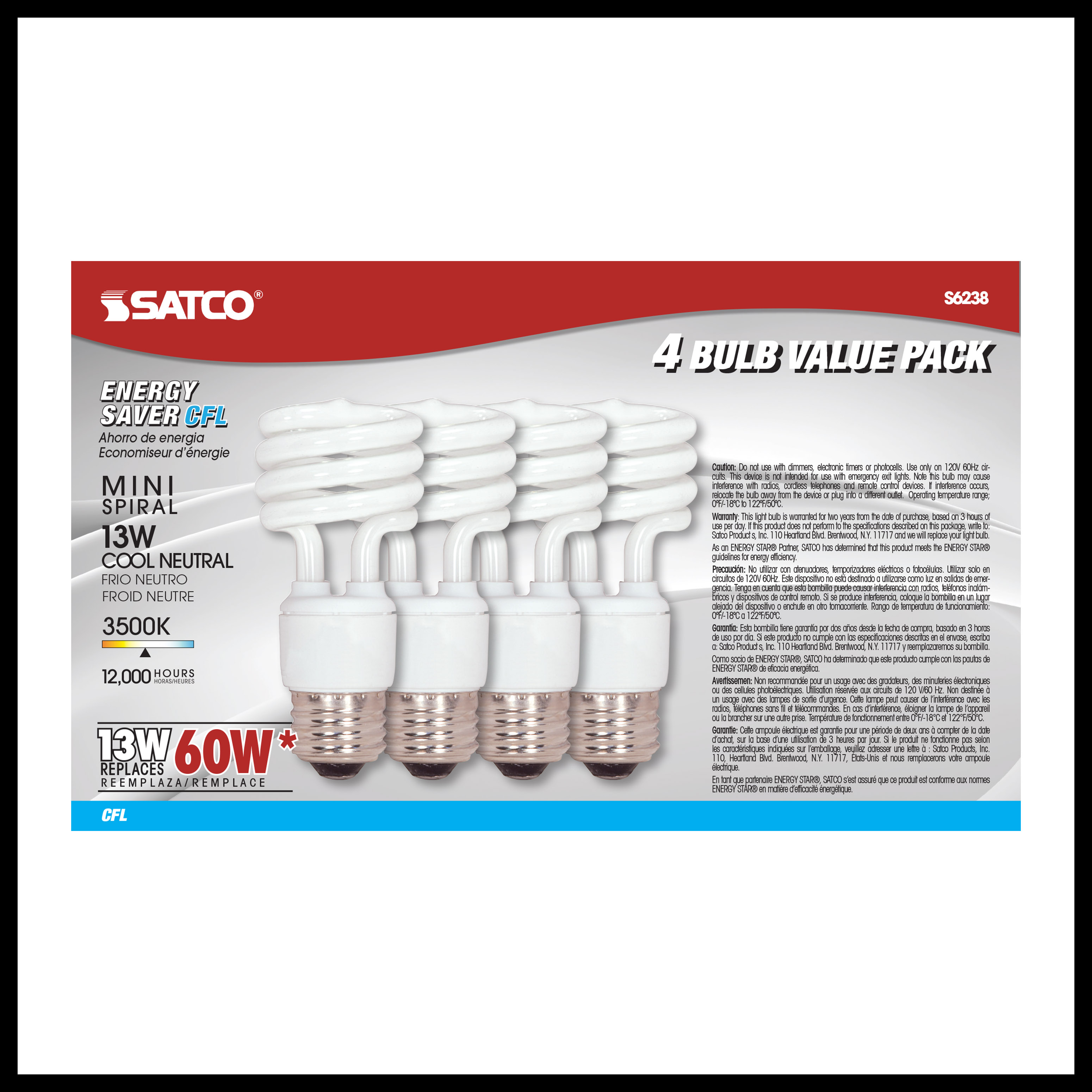 13T2/E26/3500K/120V/4PK - S6238