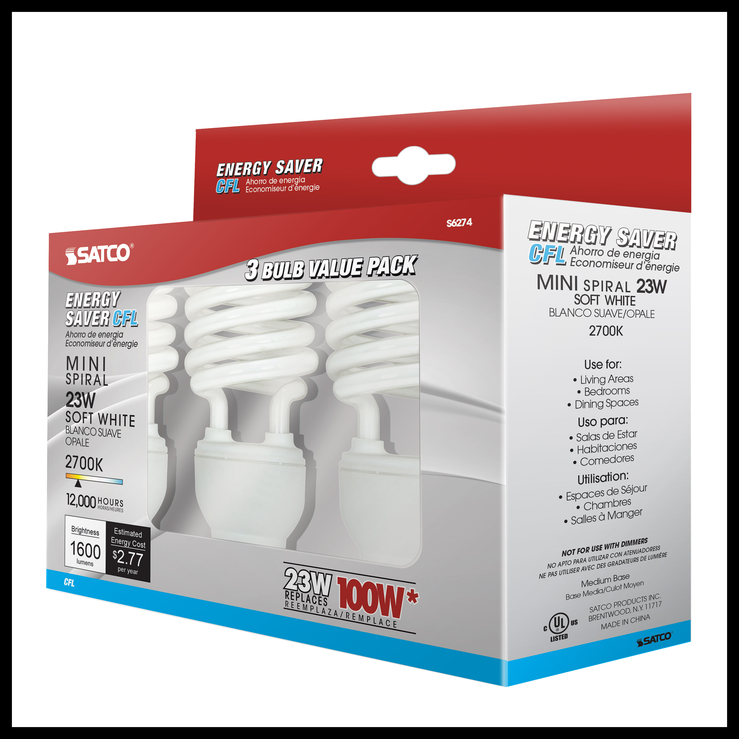 23T2/E26/2700K/120V/3PK - S6274