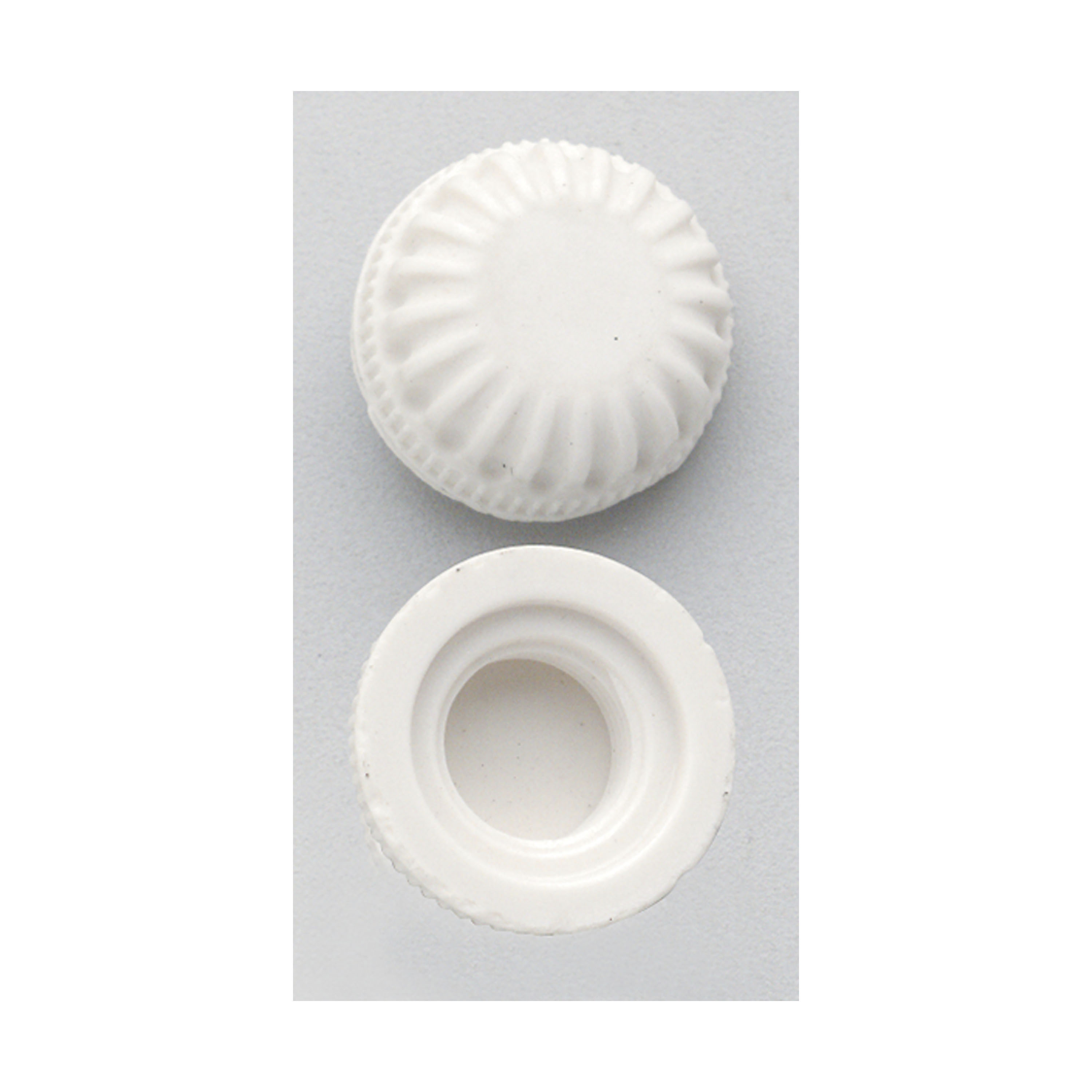 2 WHITE PLASTIC LOCK UP CAPS - S70-582