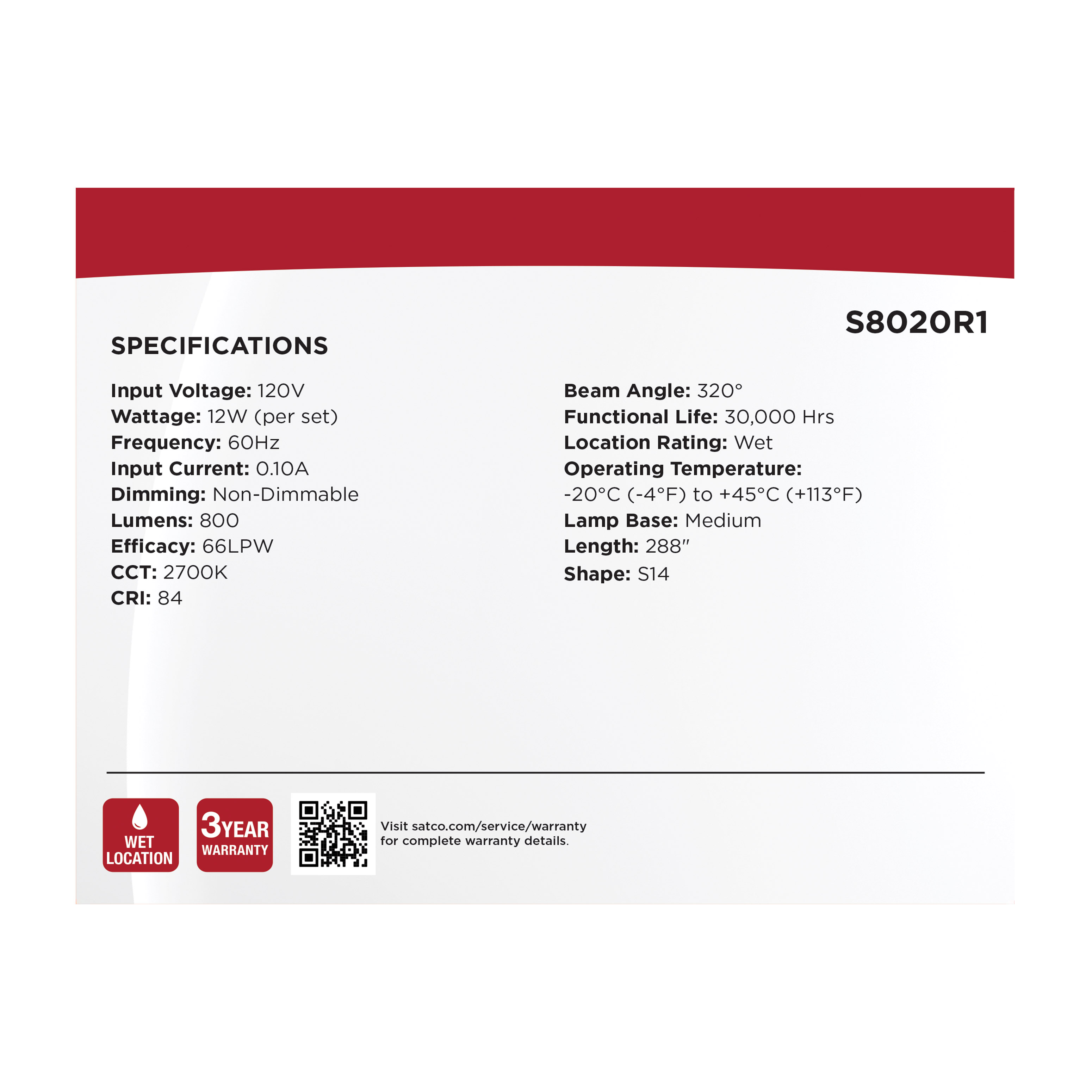 24FT/LED/SL/S14/27K/120V - S8020R1