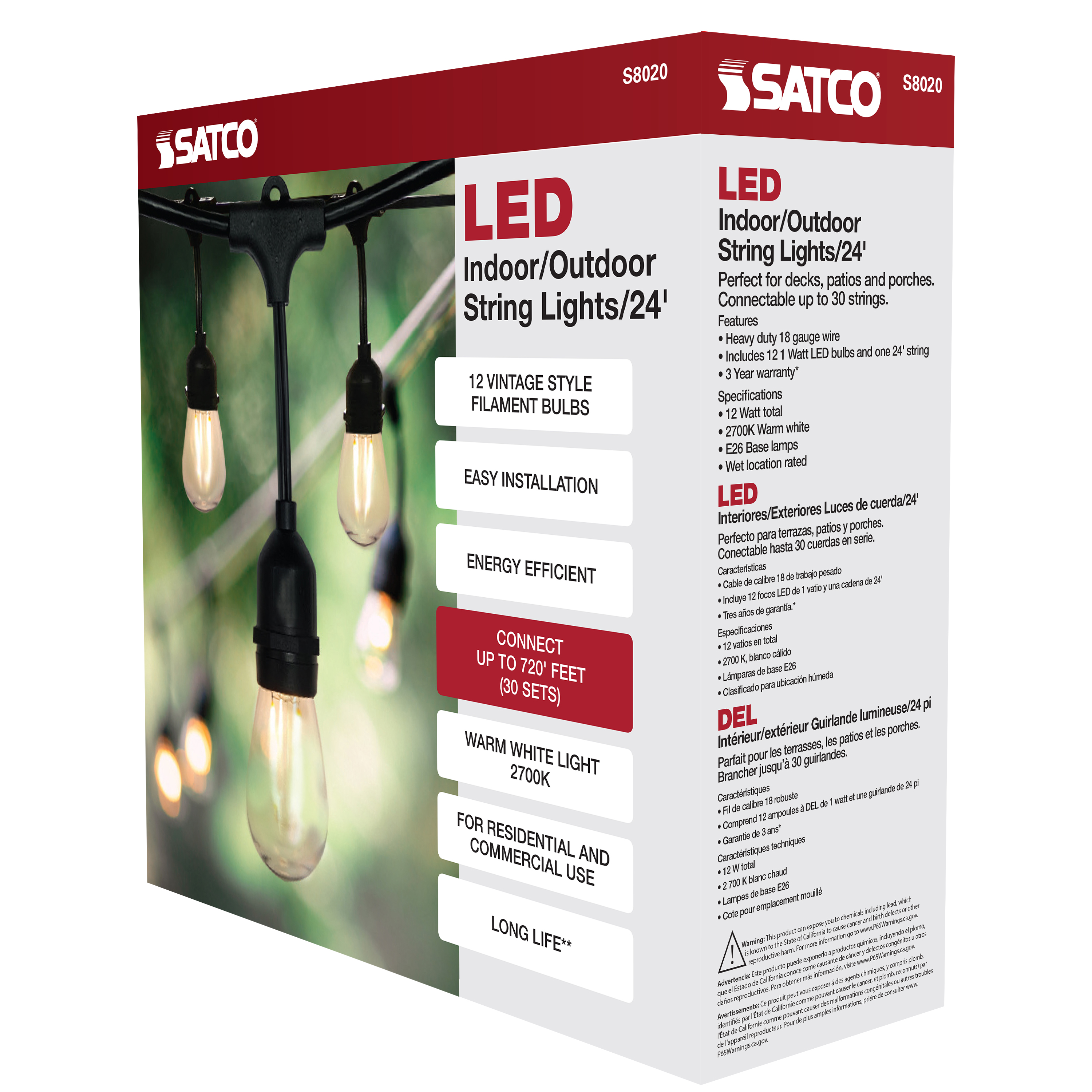 24FT/LED/STRING LIGHT/120V - S8020