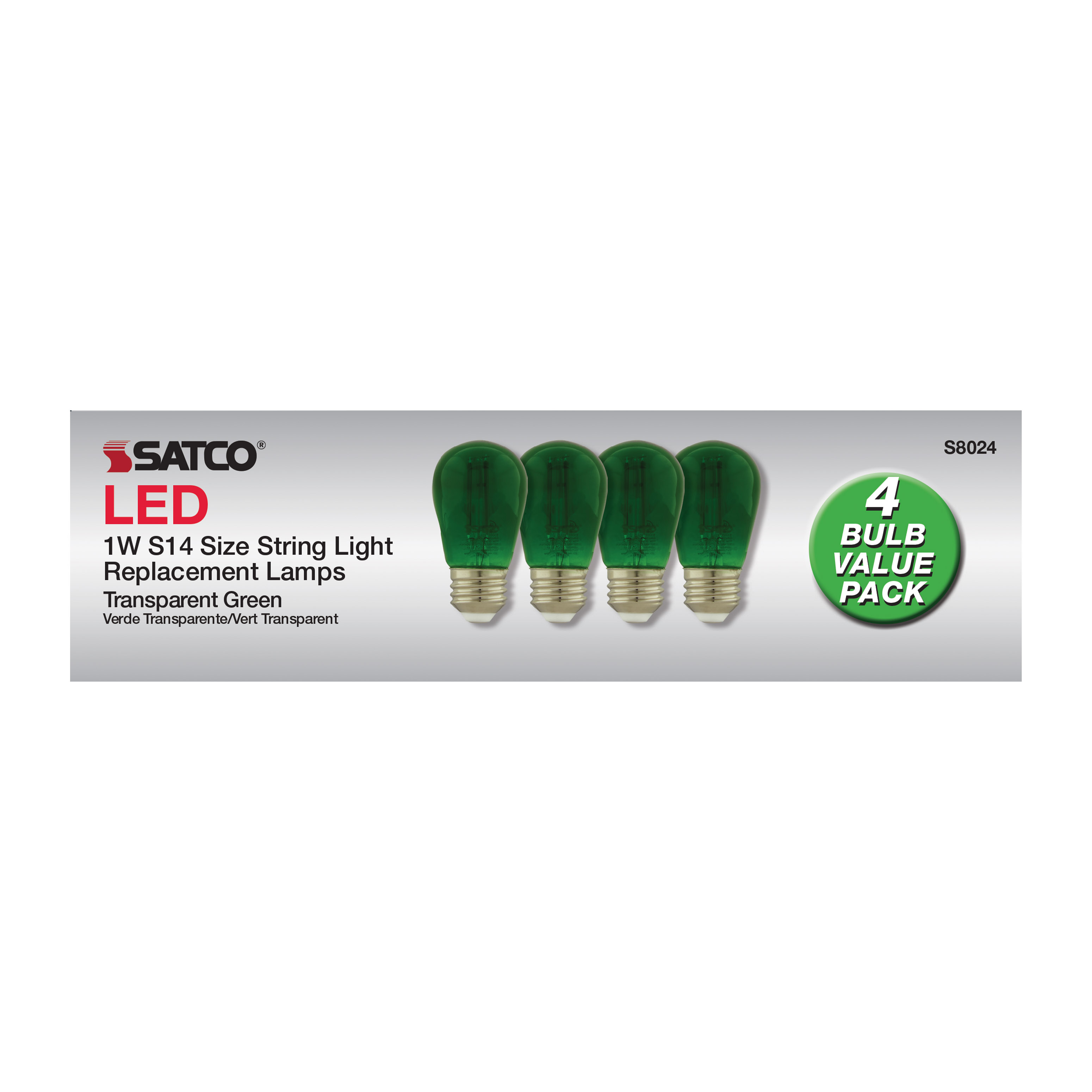 1W/LED/S14/GREEN/120V/ND/4PK - S8024