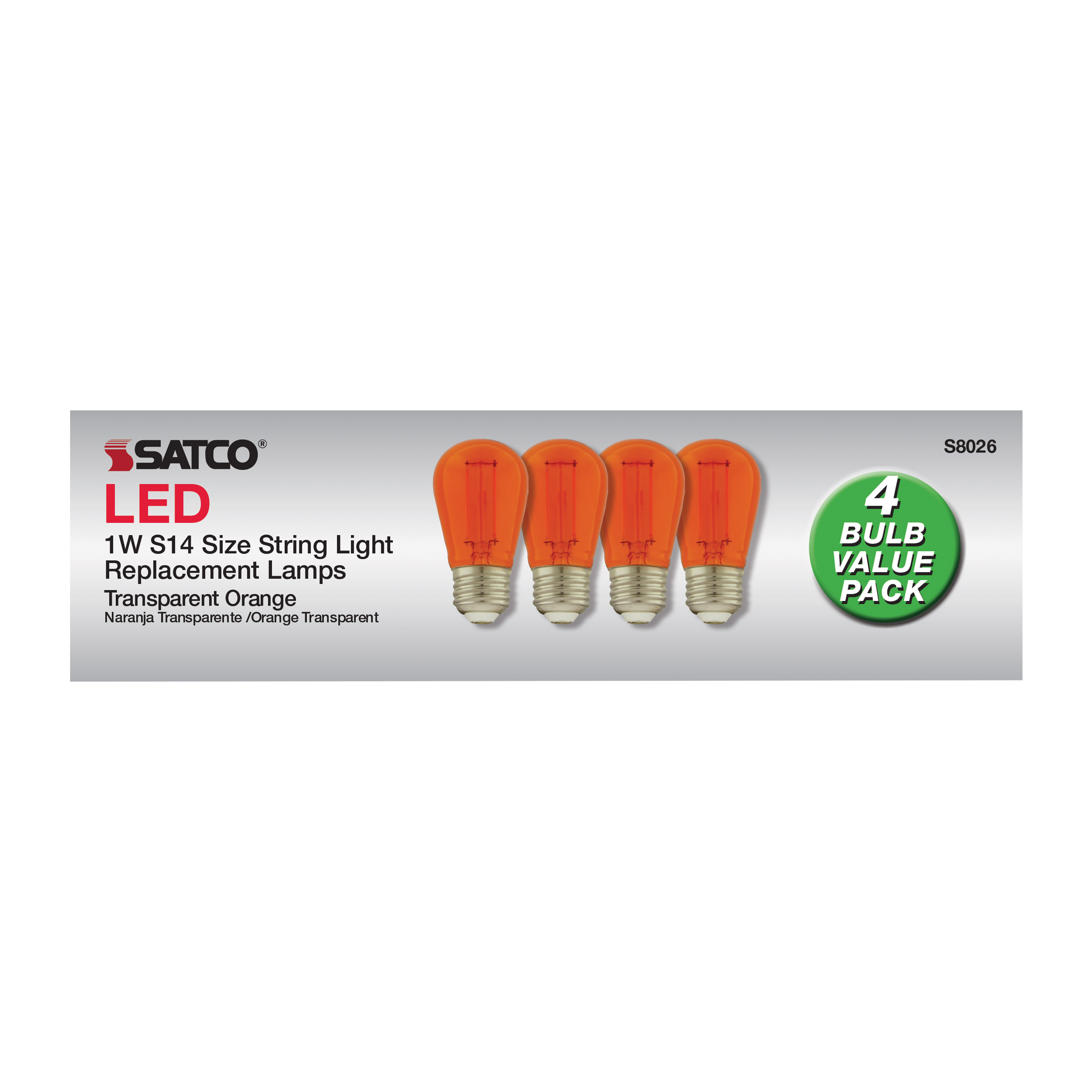 1W/LED/S14/ORANGE/120V/ND/4PK - S8026