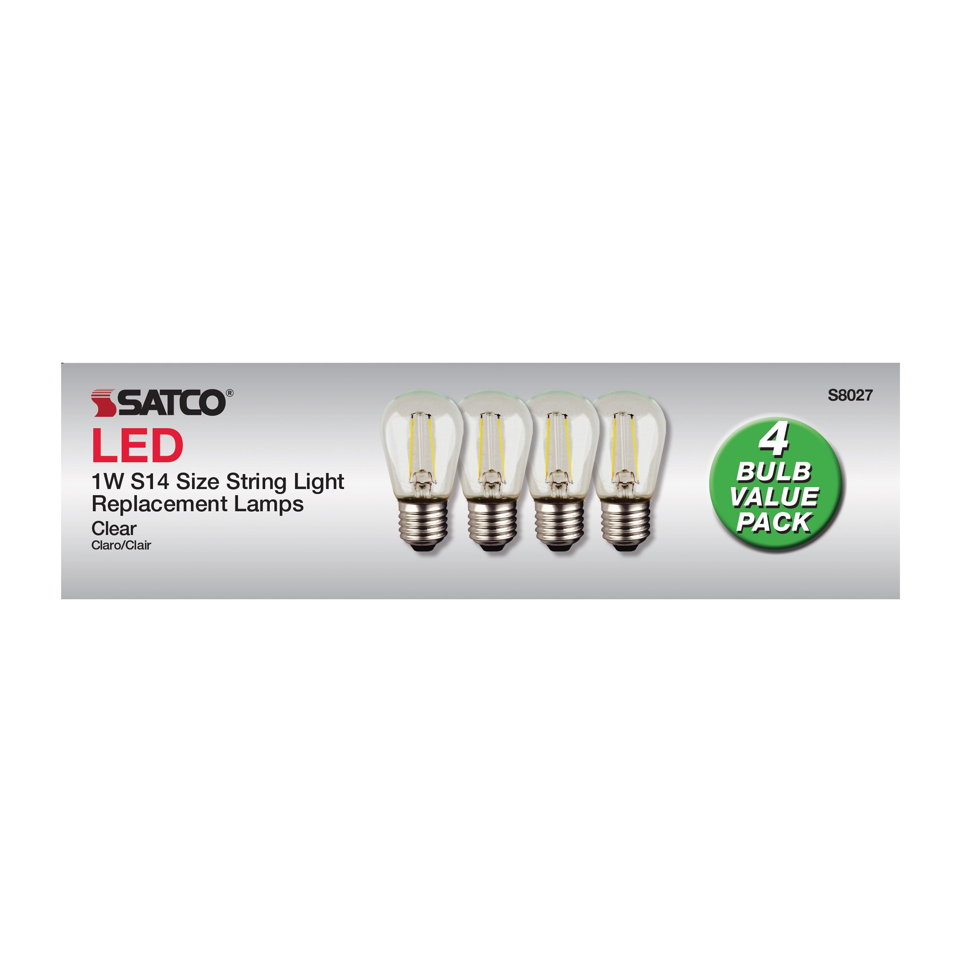 S8027 1W/LED/S14/CL/822/120V/ND/4PK