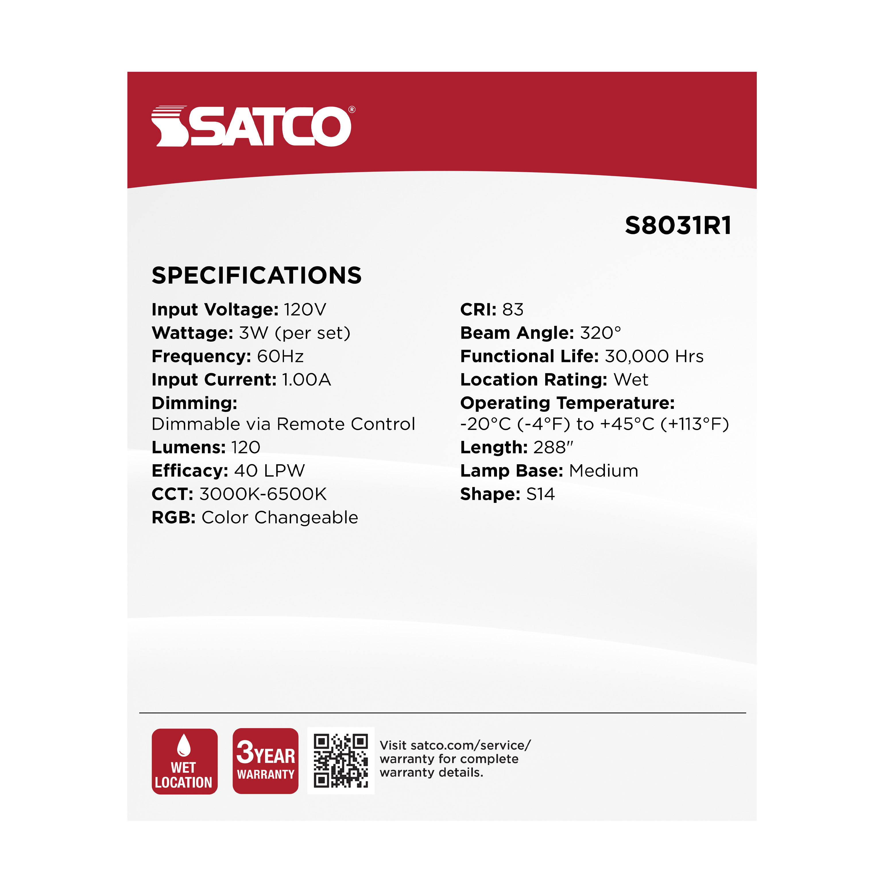 24FT/LED/SL/S14/IRR/RGBTW/120V - S8031R1