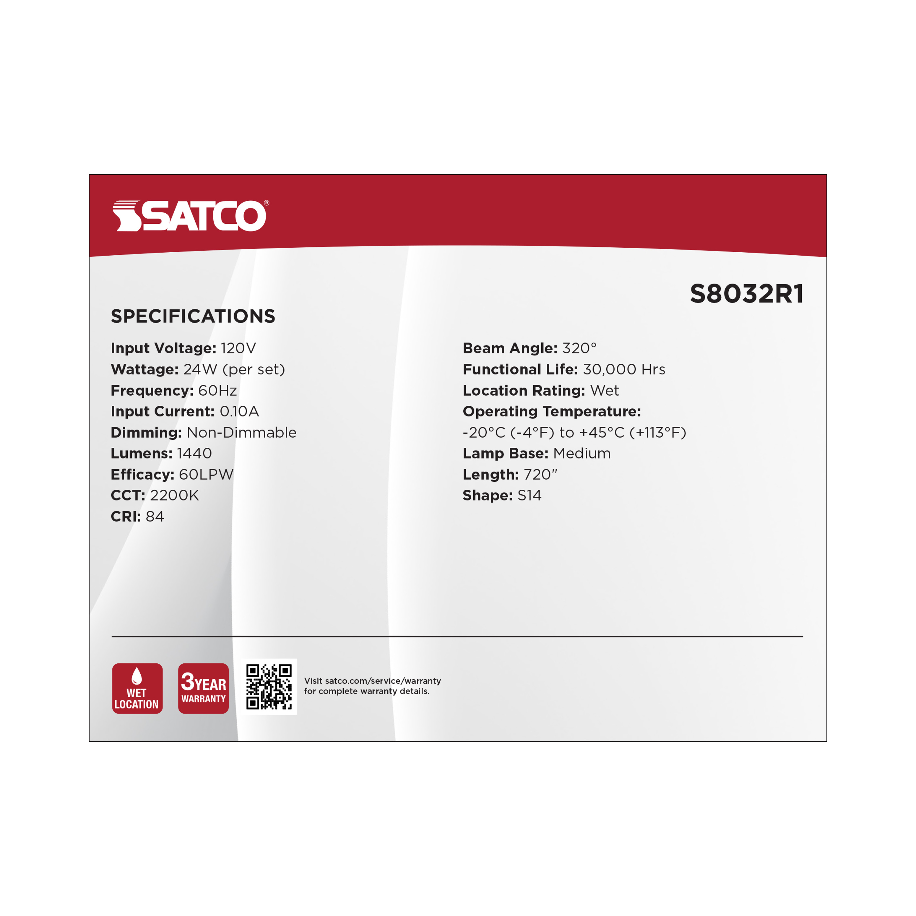 60FT/LED/SL/S14/22K/120V - S8032R1