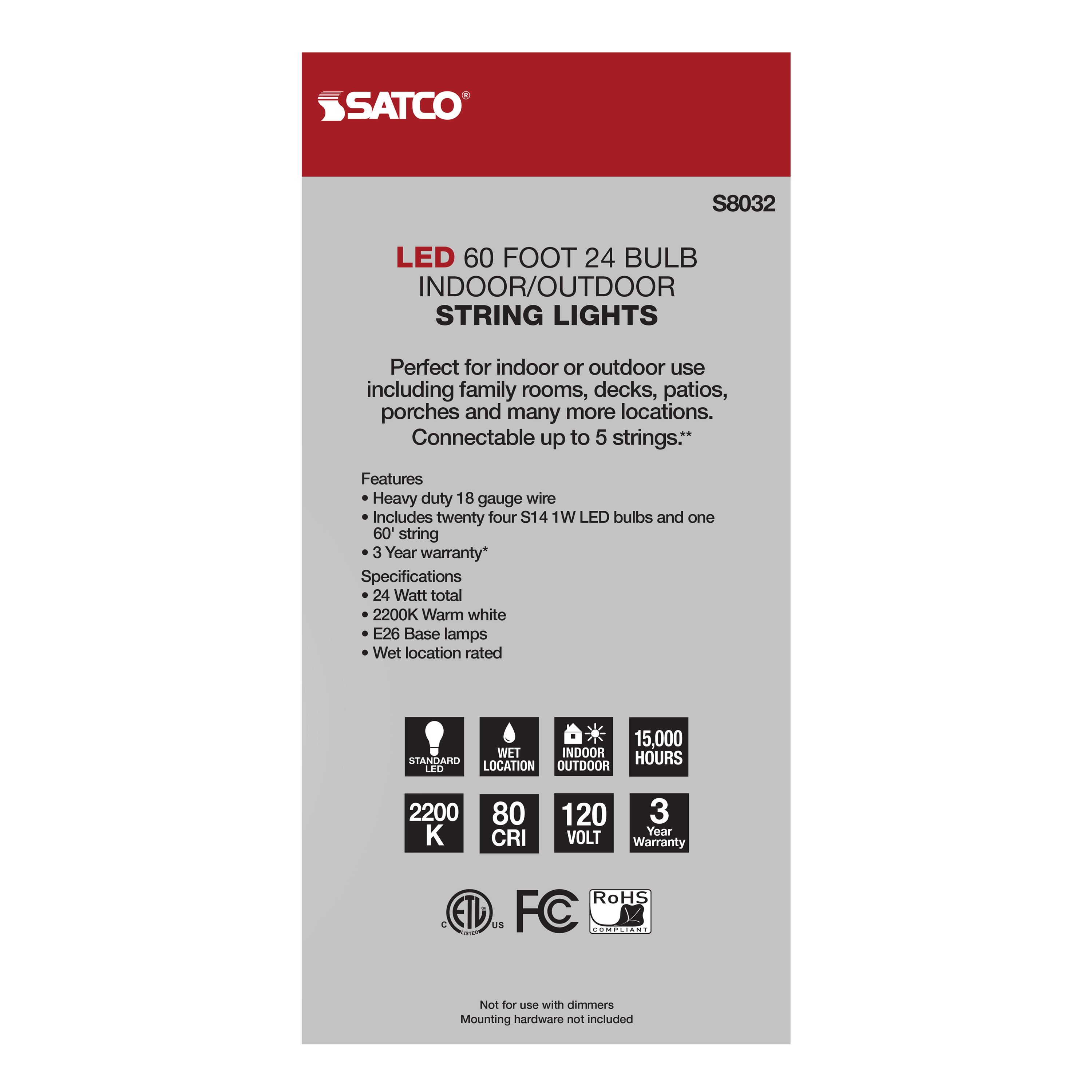 60FT/LED/SL/S14/822K/120V - S8032