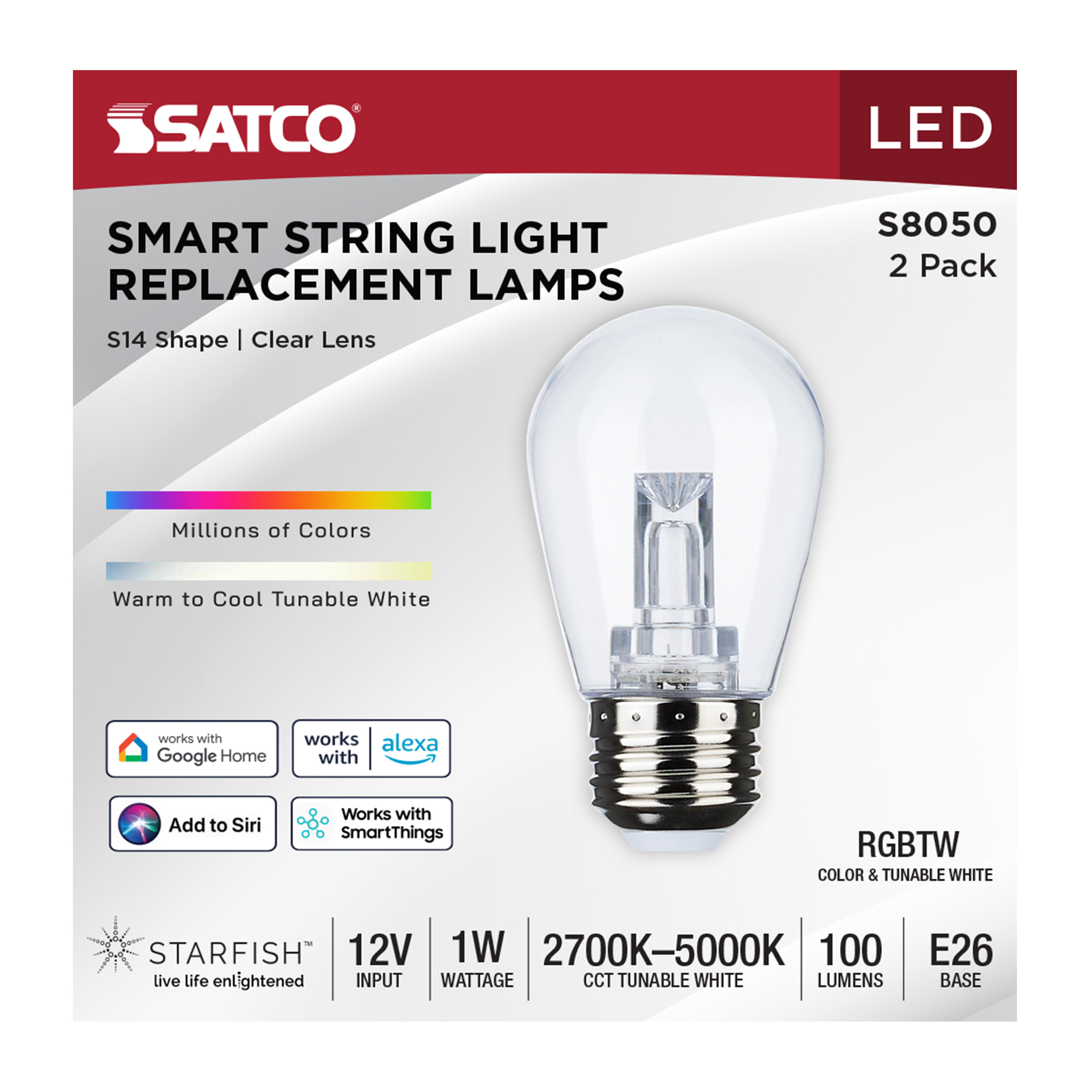 1W/LED/S14/RGBW/CL/12V/2PK - S8050