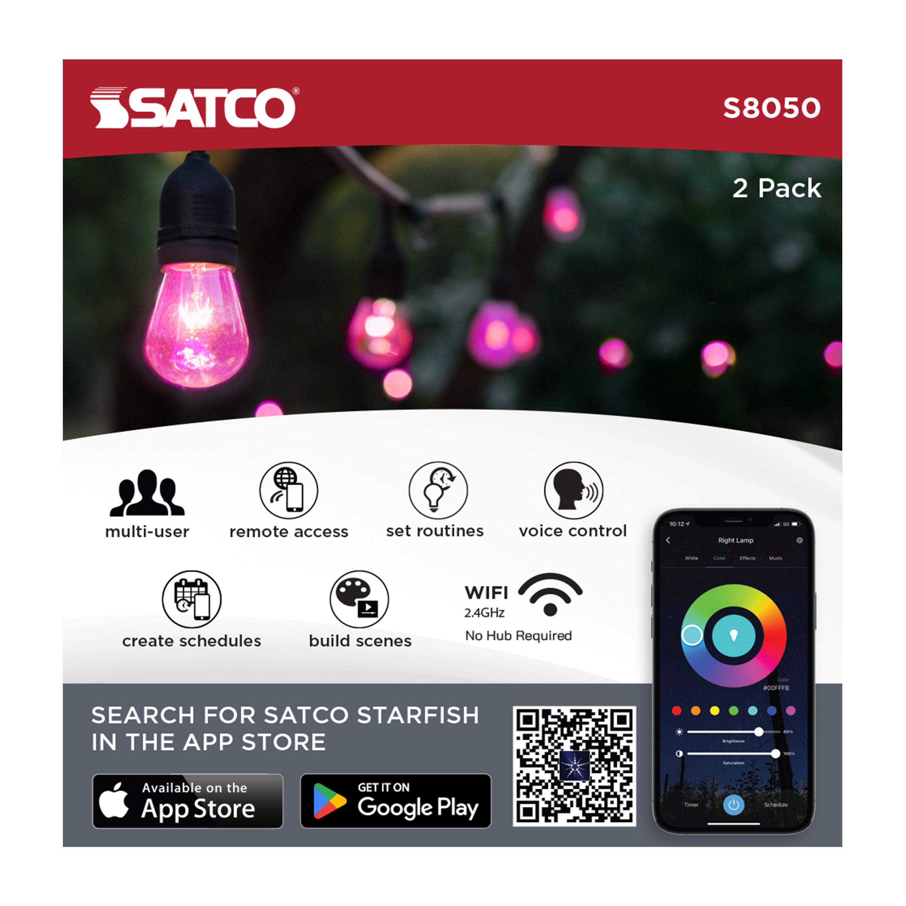 1W/LED/S14/RGBW/CL/12V/2PK - S8050