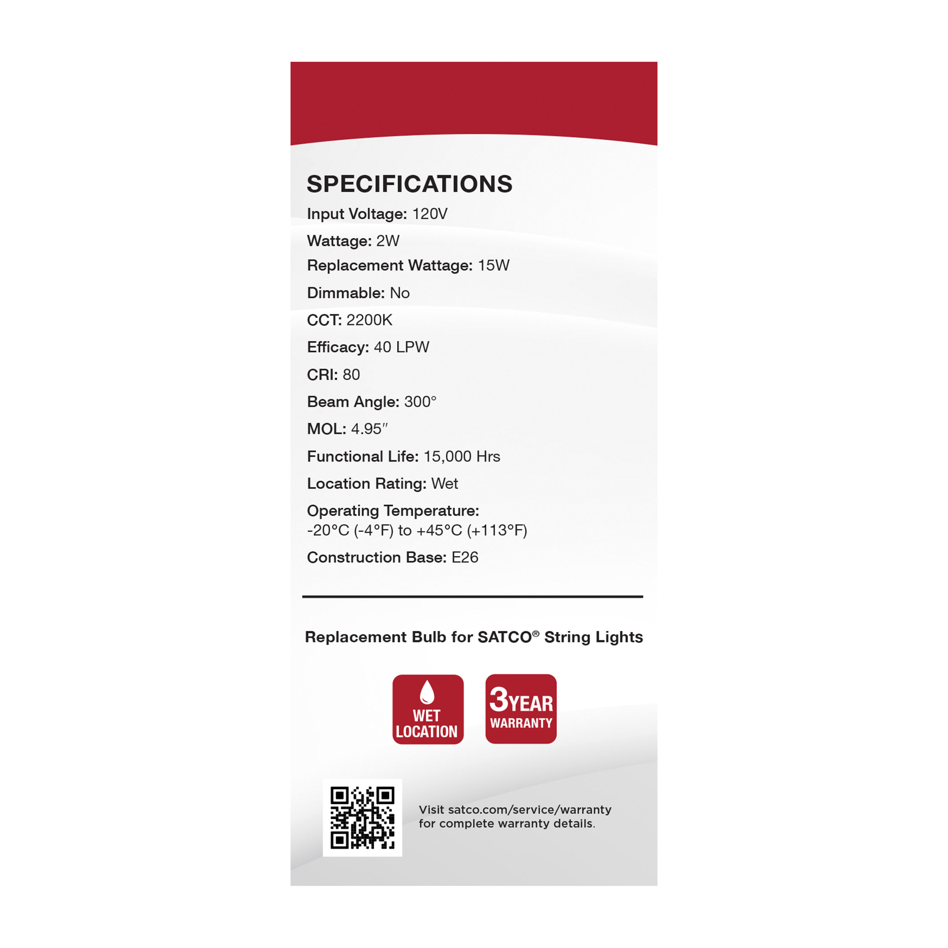 2W/LED/ST19/822/120V/2PK - S8053