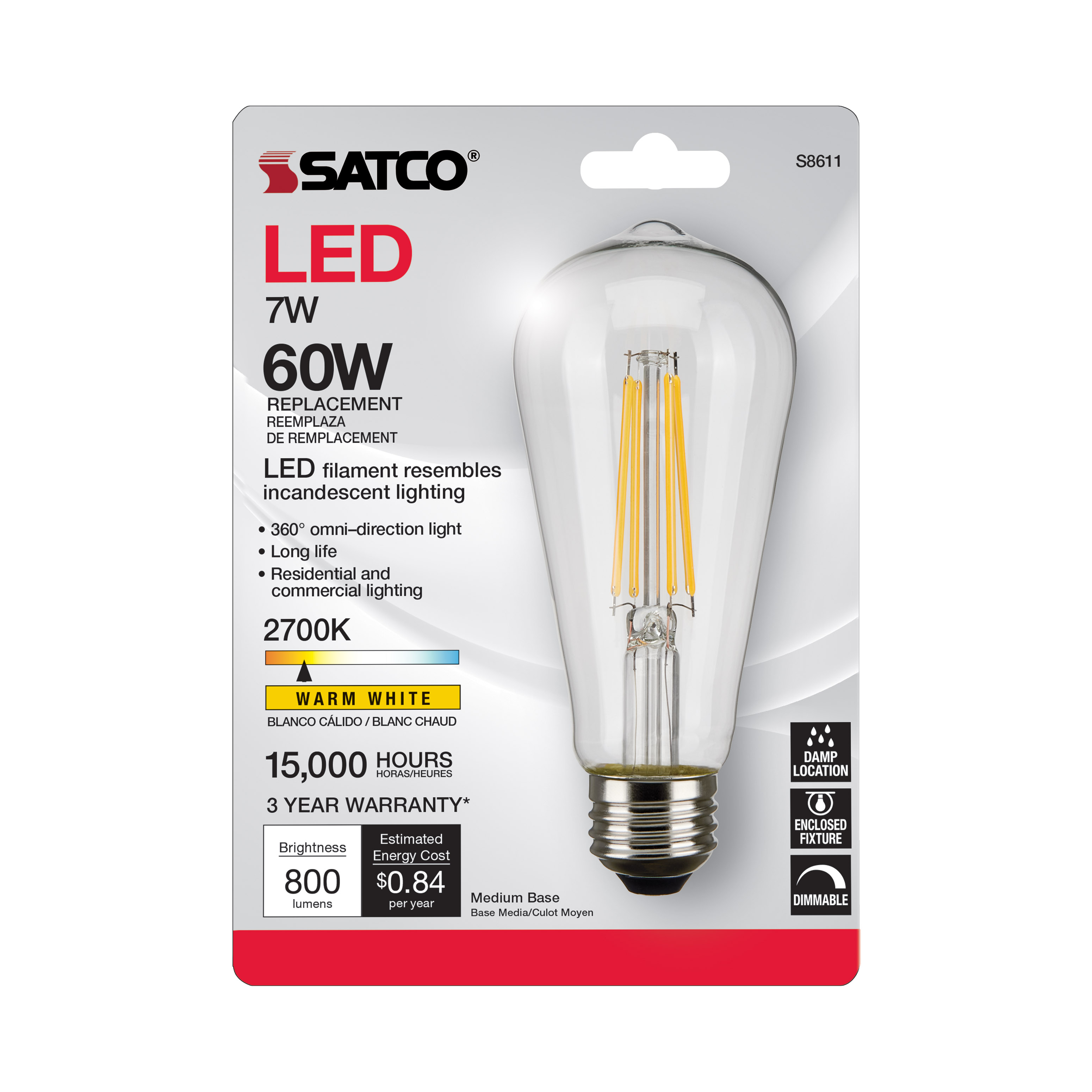 6.5ST19/CL/LED/E26/27K/120V - S8611