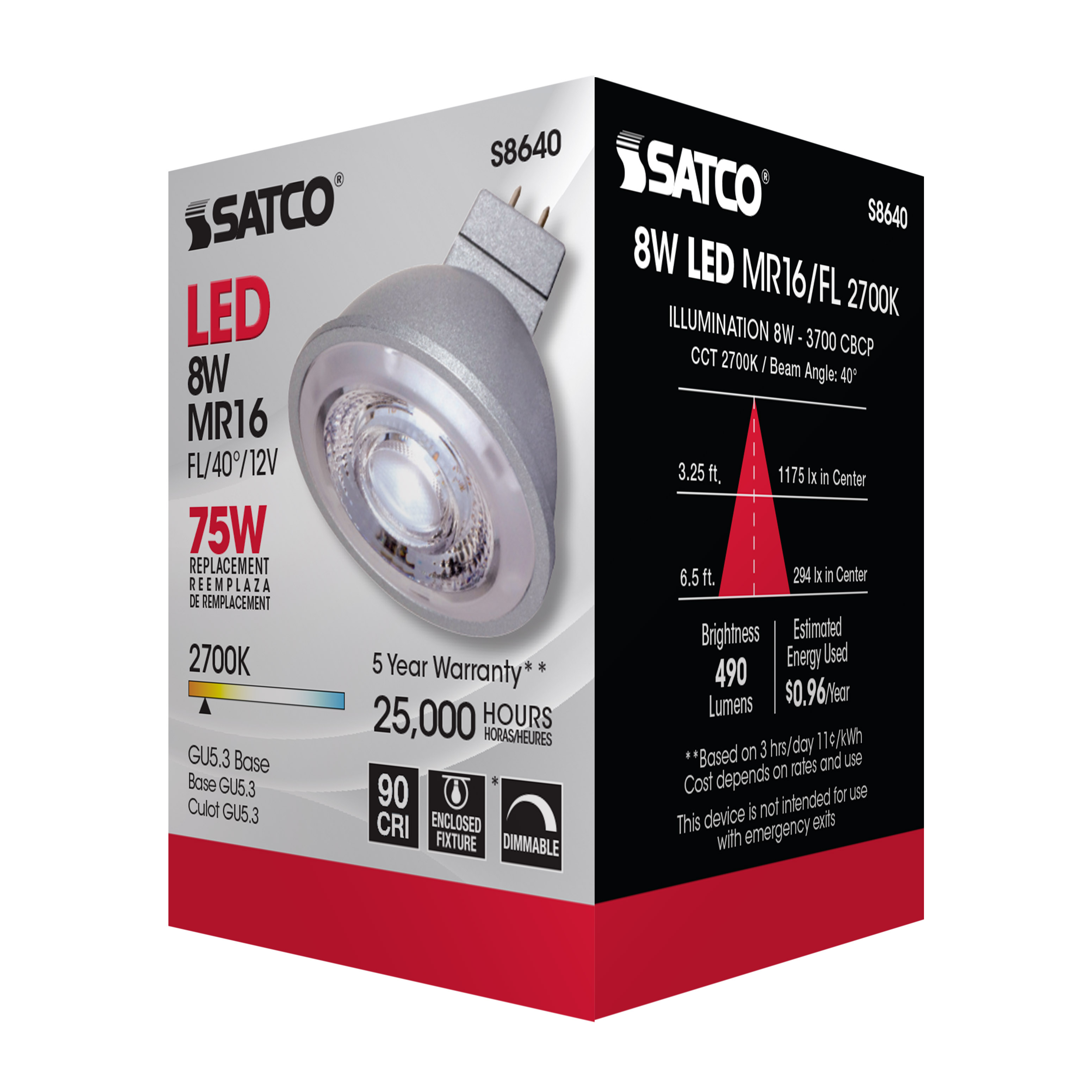 8MR16/LED/40'/27K/90CRI/12V - S8640