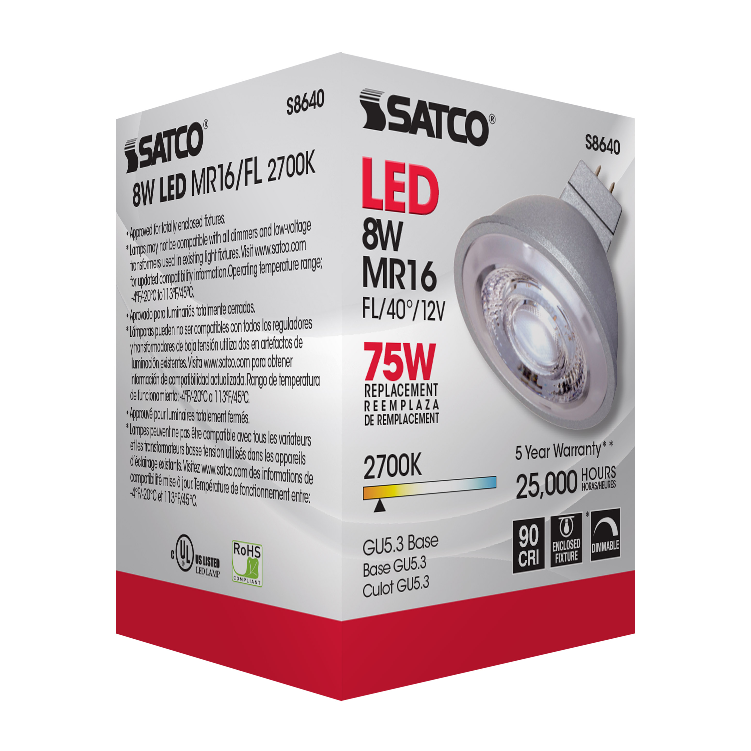 8MR16/LED/40'/27K/90CRI/12V - S8640