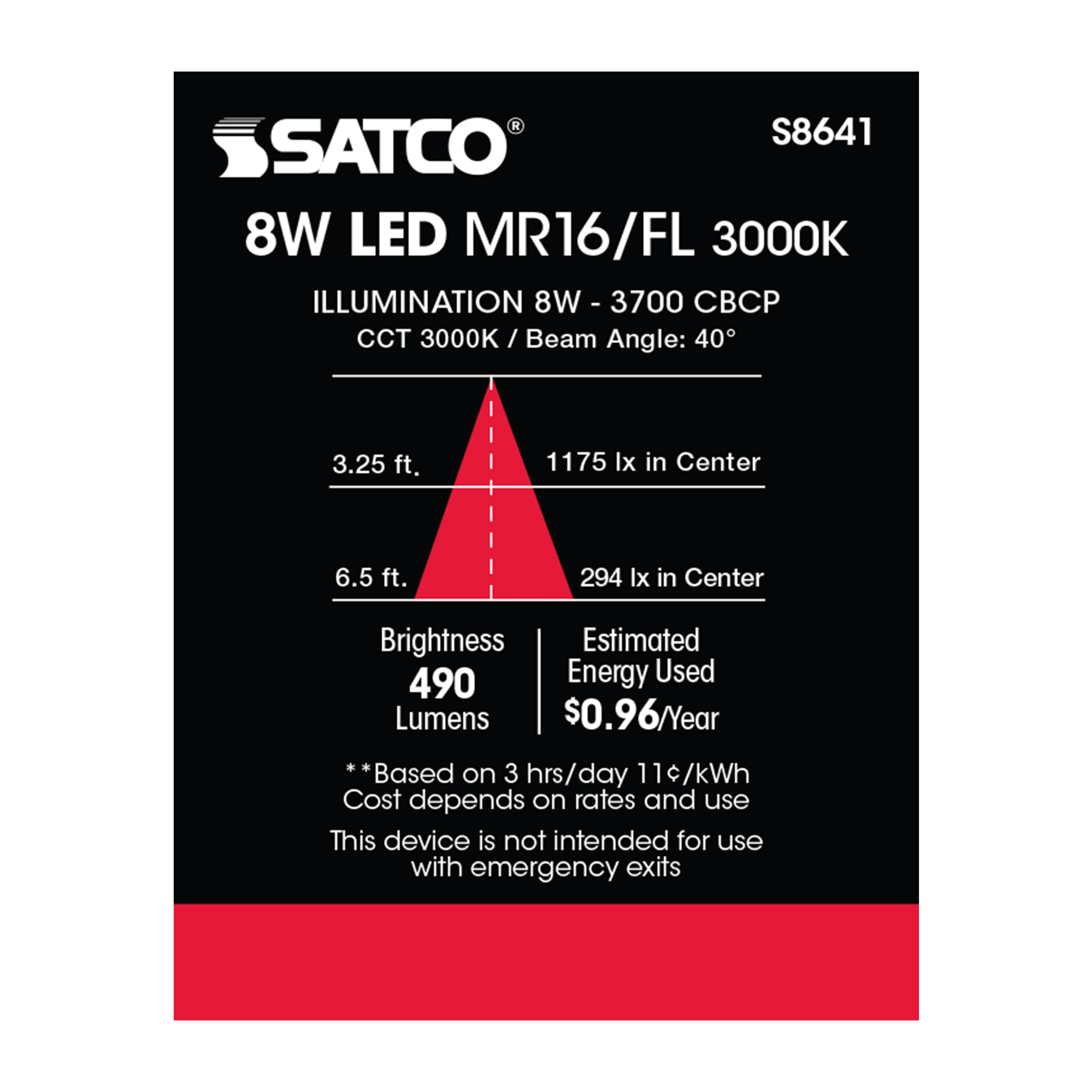 8MR16/LED/40'/30K/90CRI/12V - S8641