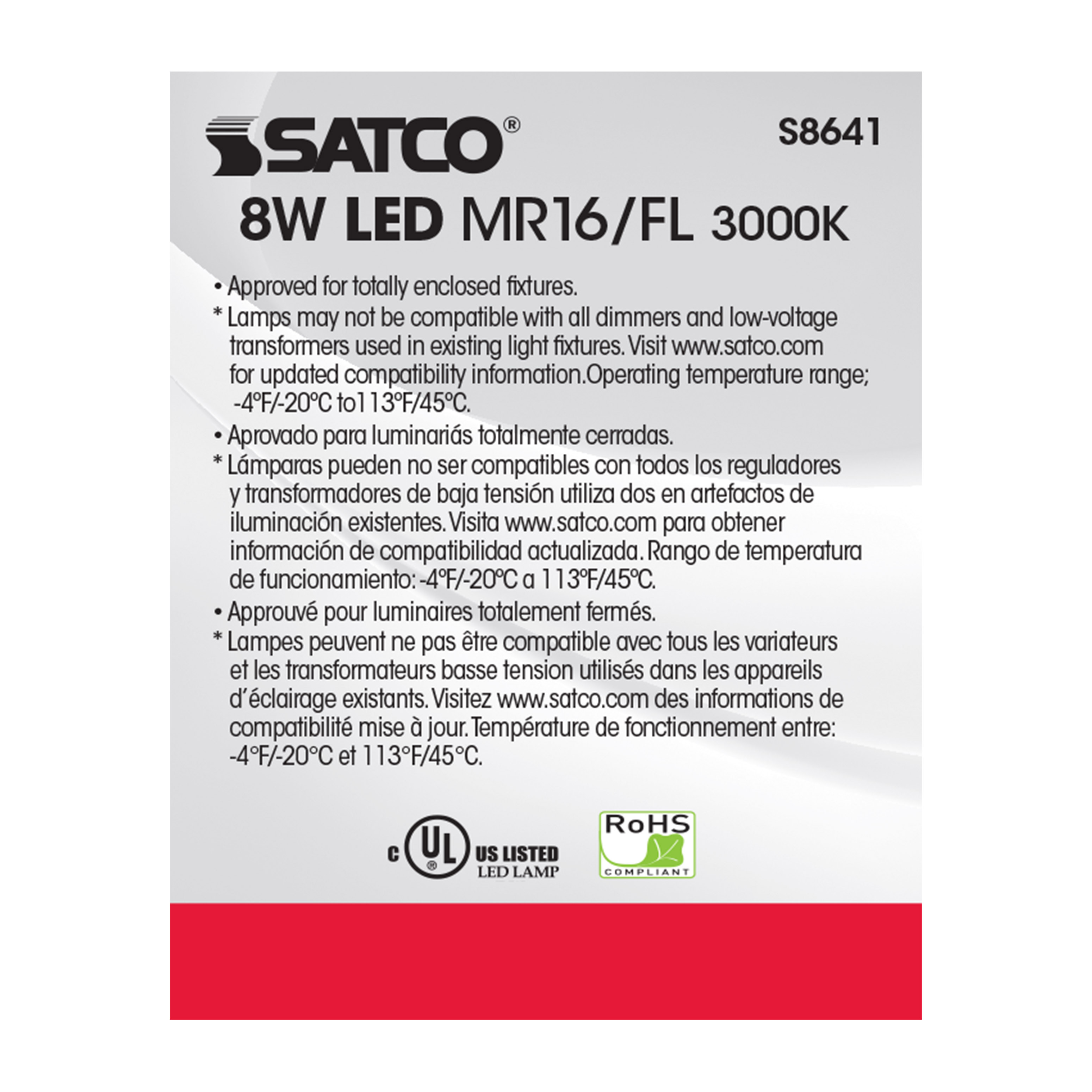 8MR16/LED/40'/30K/90CRI/12V - S8641