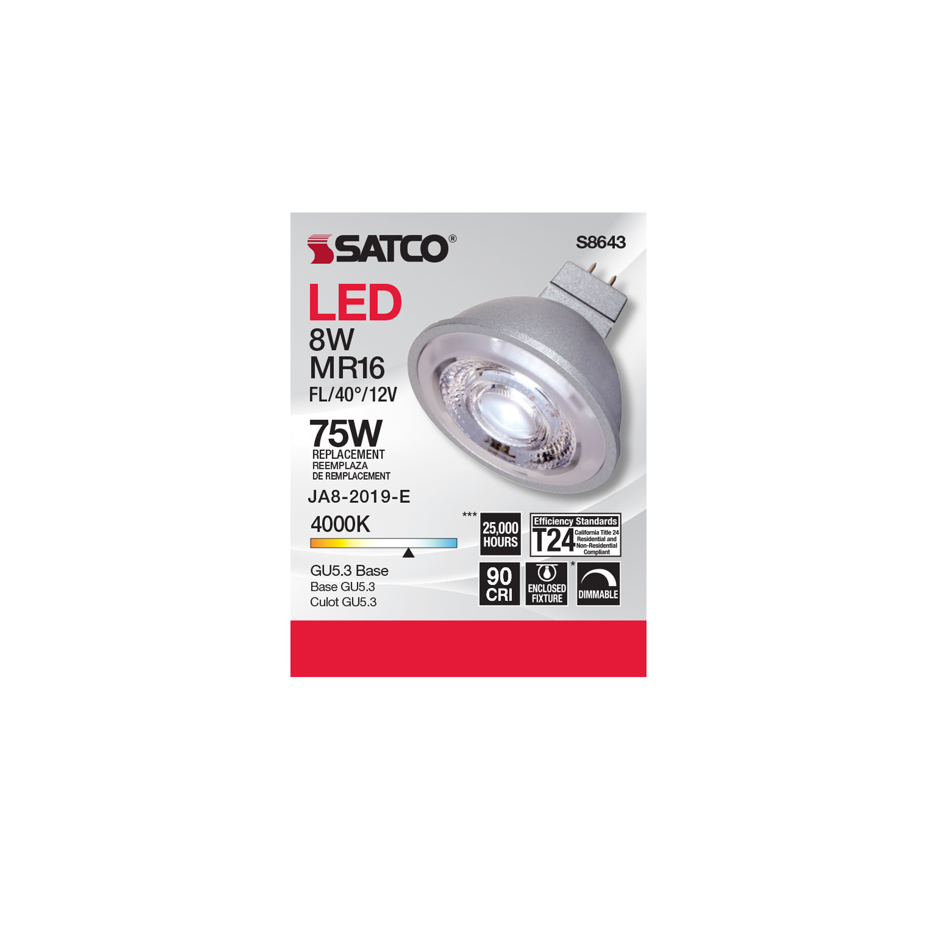 8MR16/LED/40'/40K/90CRI/12V - S8643