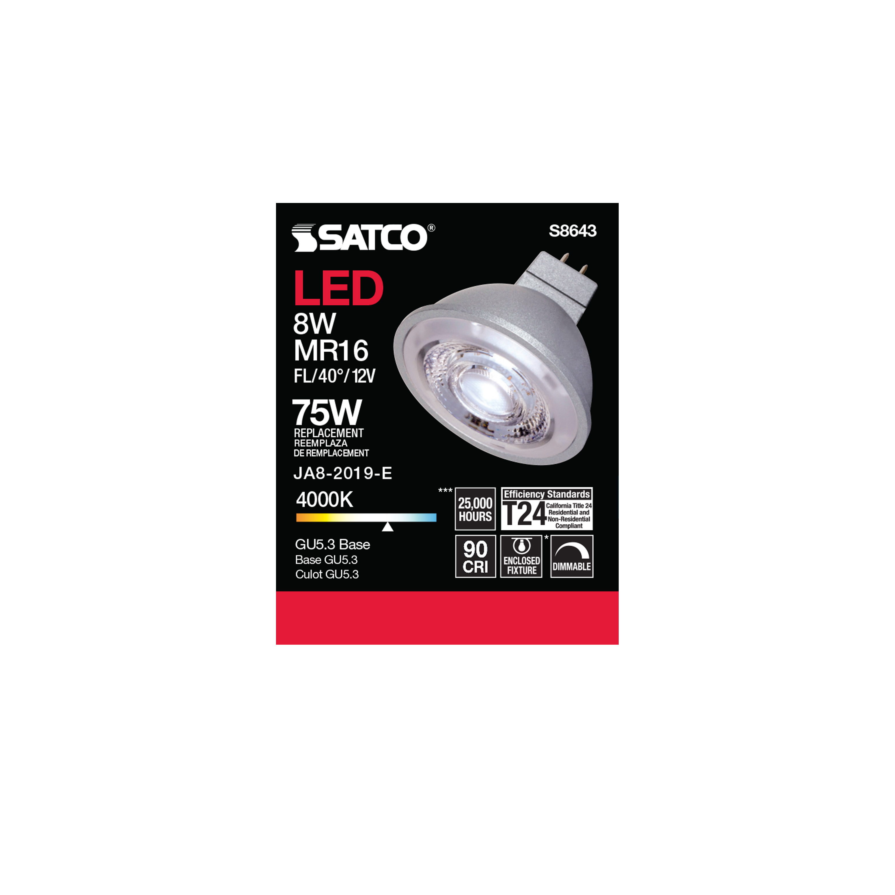 8MR16/LED/40'/40K/90CRI/12V - S8643