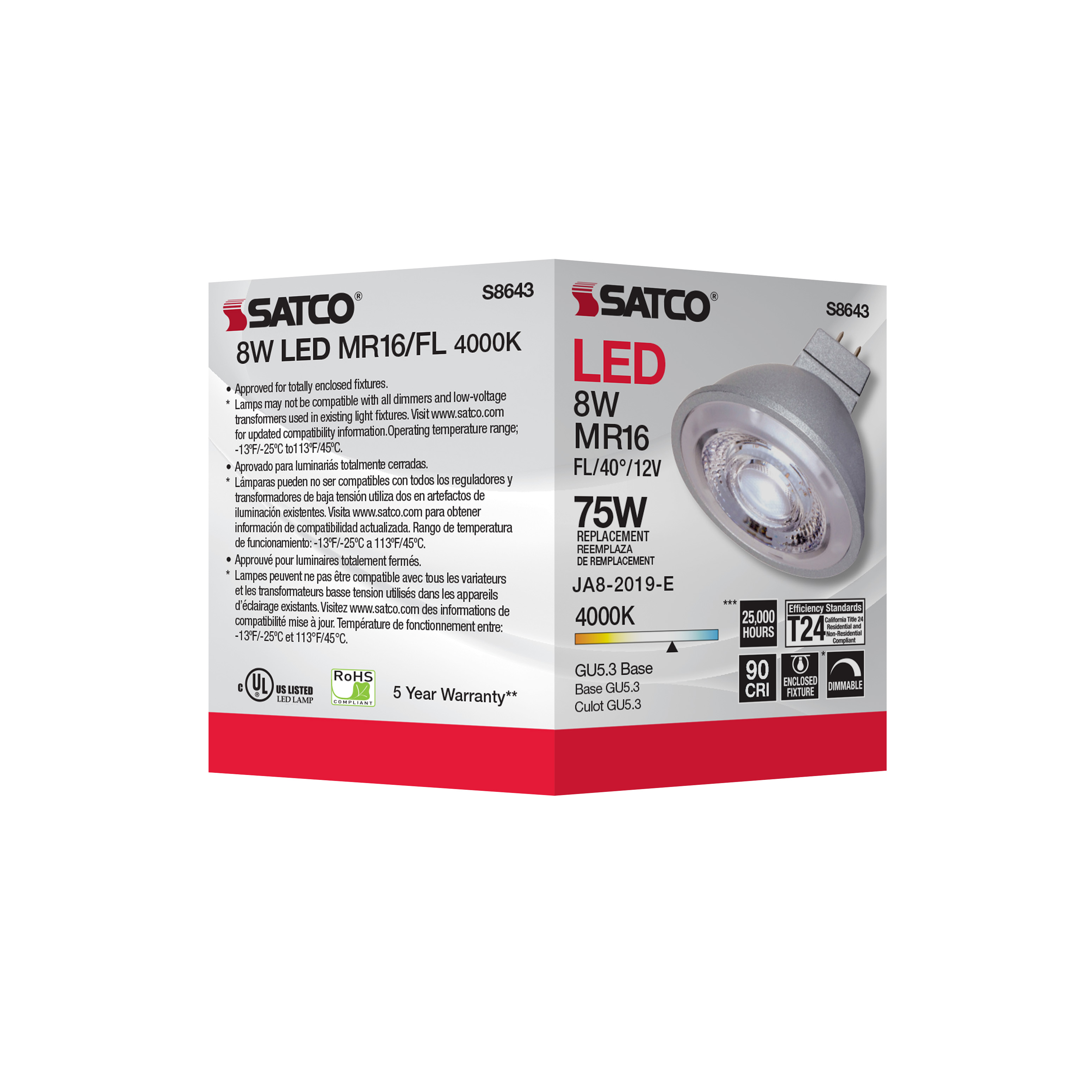8MR16/LED/40'/40K/90CRI/12V - S8643