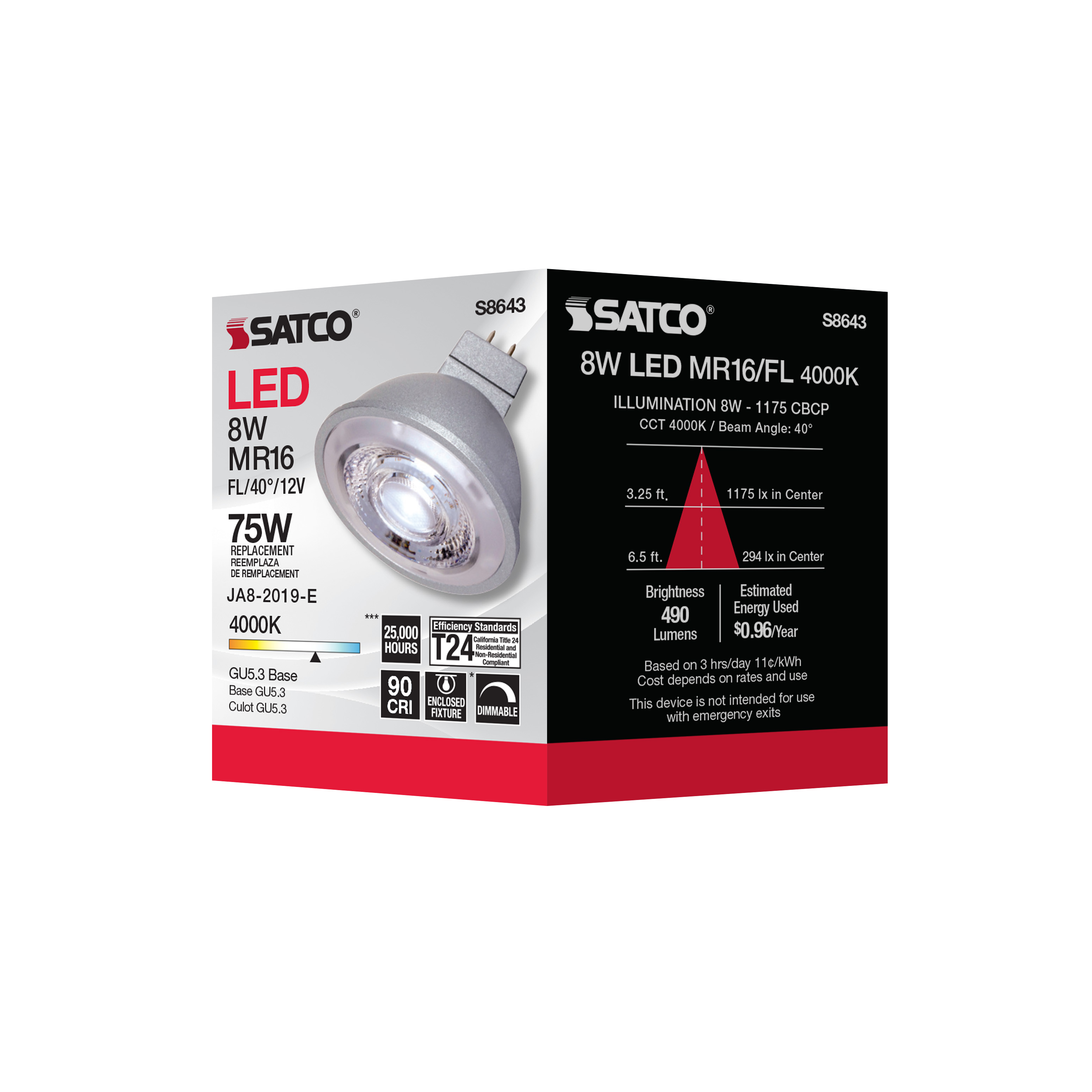8MR16/LED/40'/40K/90CRI/12V - S8643