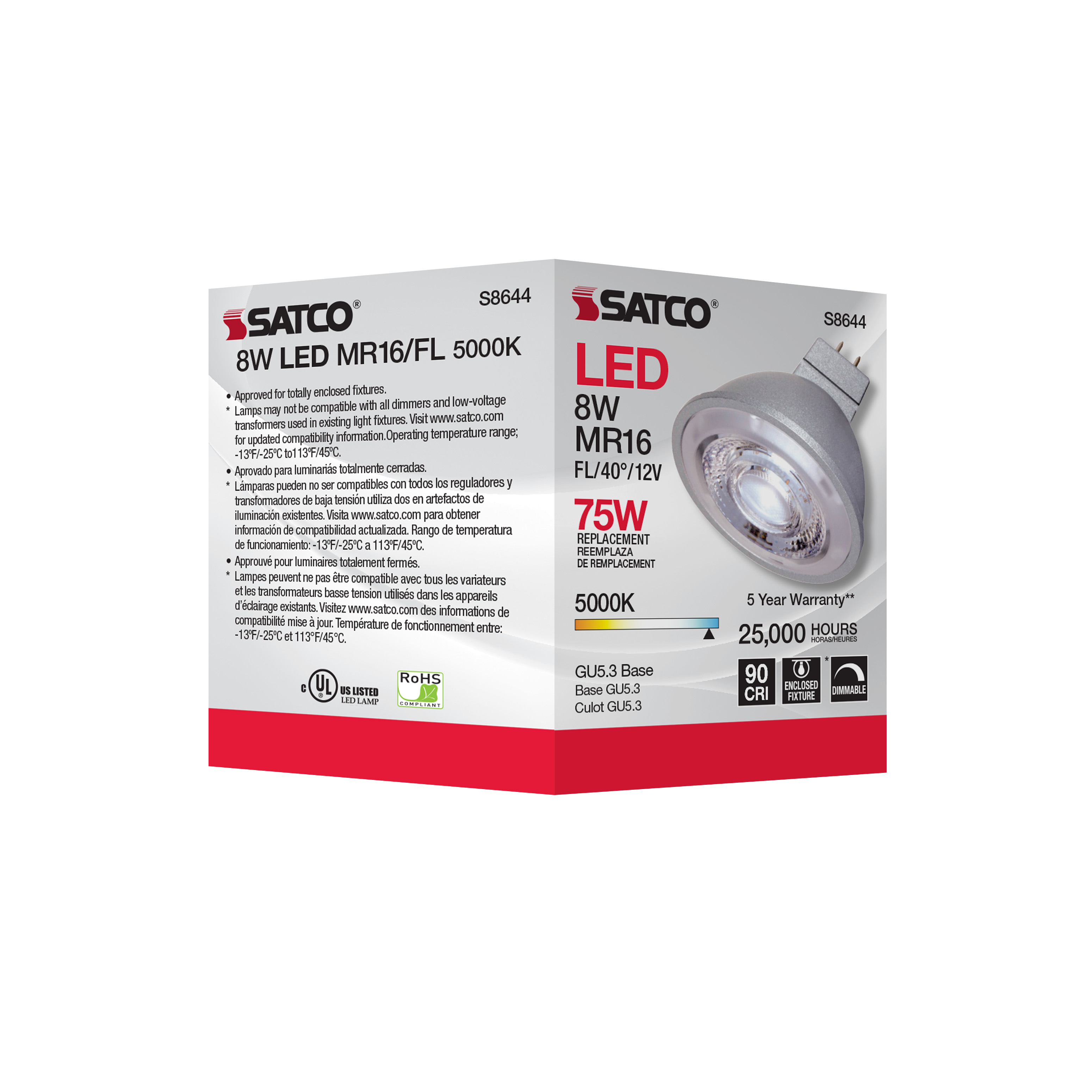 8MR16/LED/40'/50K/90CRI/12V - S8644
