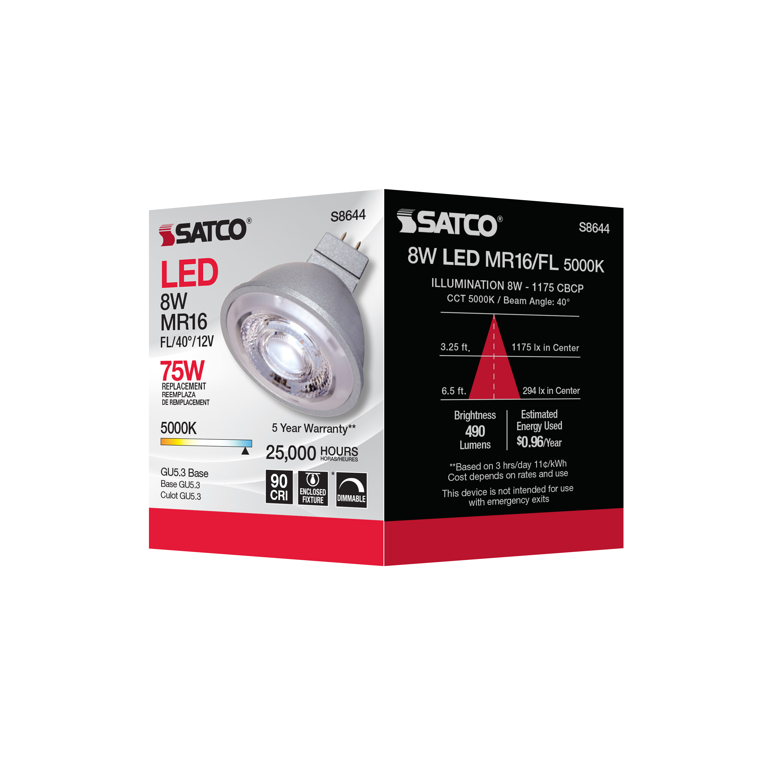 8MR16/LED/40'/50K/90CRI/12V - S8644