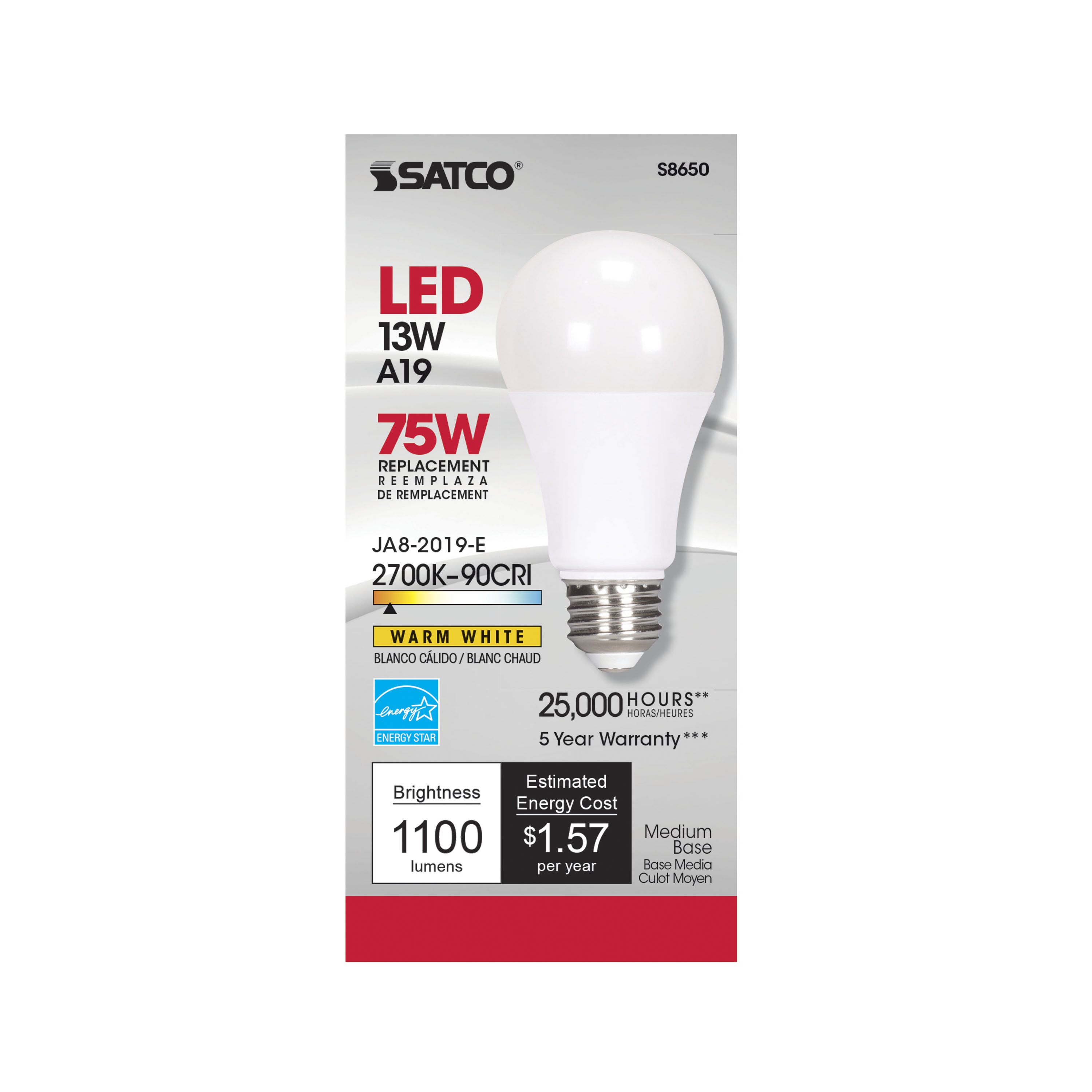 13A19/LED/27K/90CRI - S8650