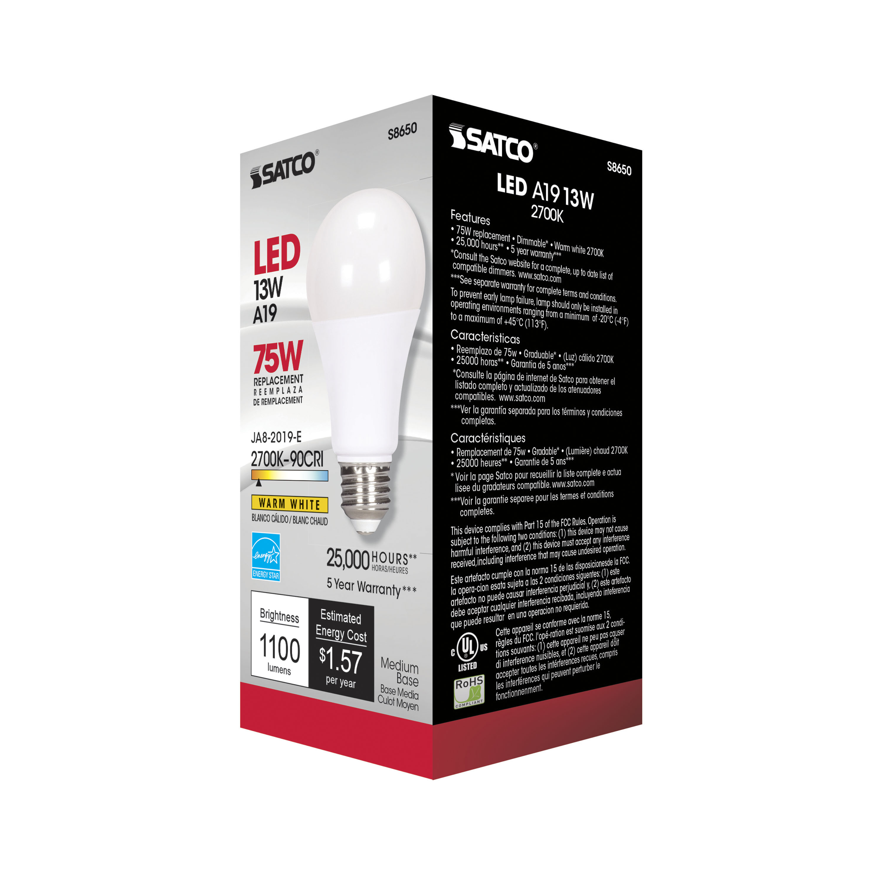 13A19/LED/27K/90CRI - S8650