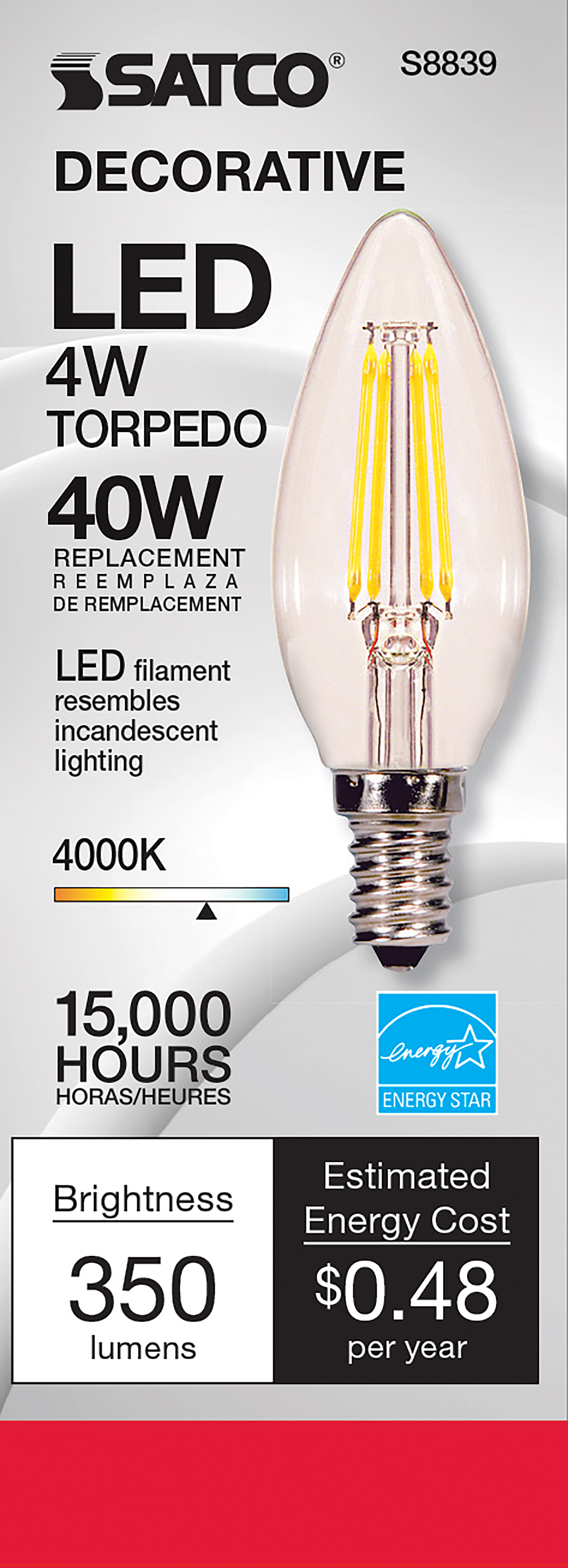 4W CTC/LED/40K/CL/120V - S8839
