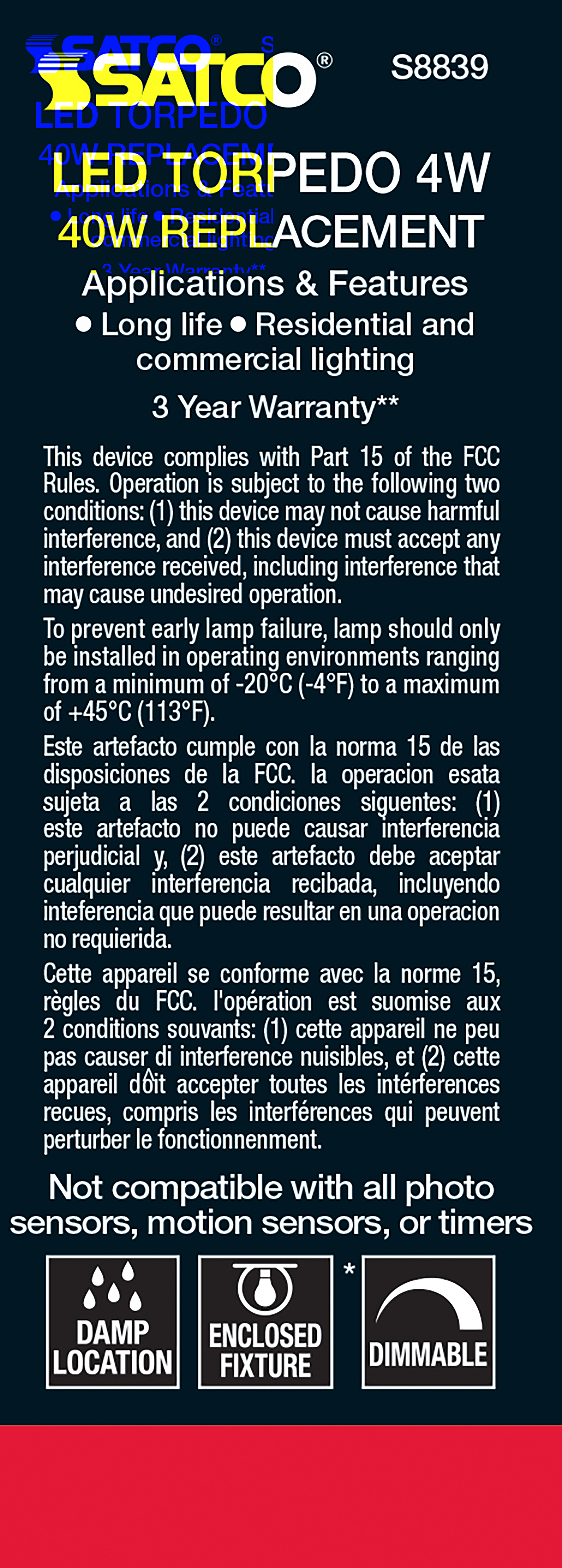 4W CTC/LED/40K/CL/120V - S8839