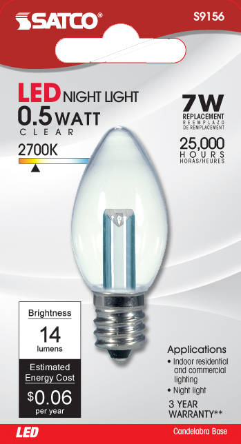 0.5W C7/CL/LED/120V/CD - S9156
