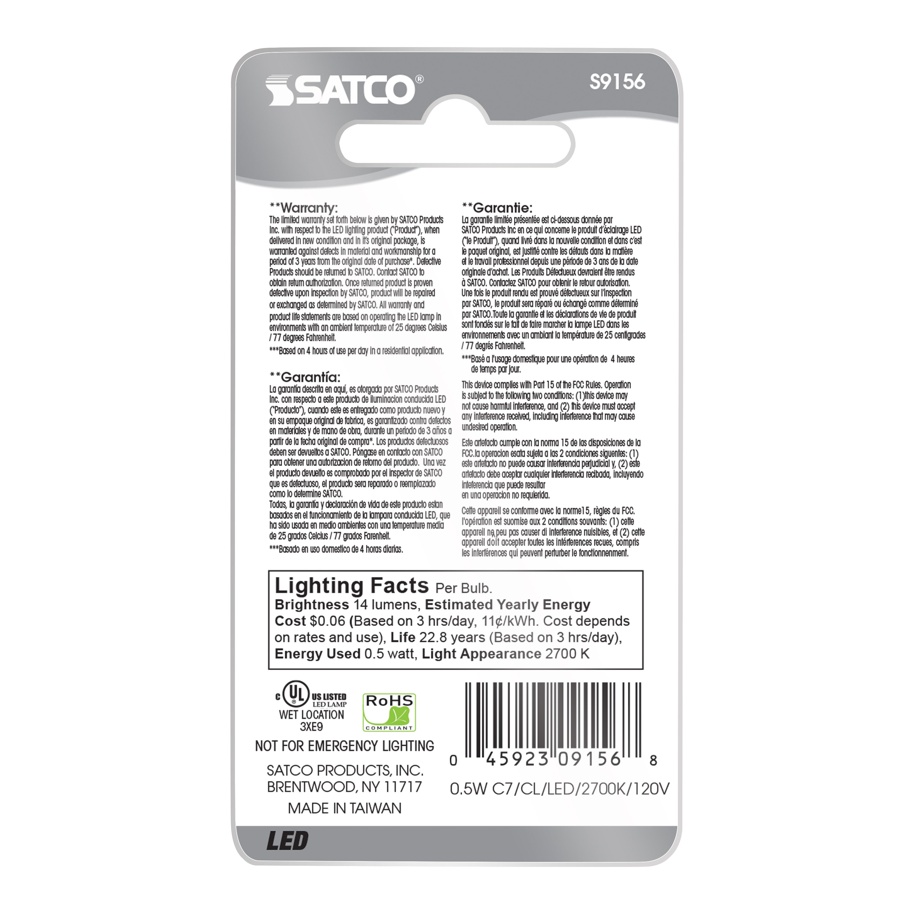 0.5W C7/CL/LED/120V/CD - S9156