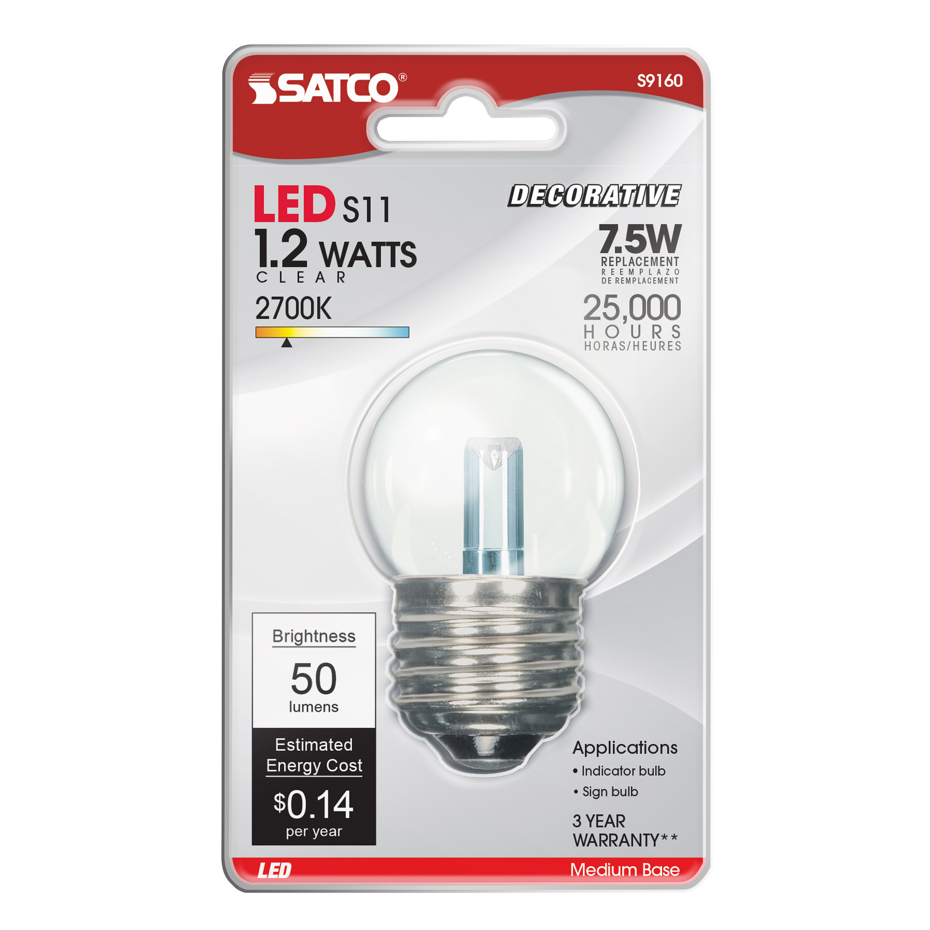 1.2W S11/CL/LED/120V/CD - S9160