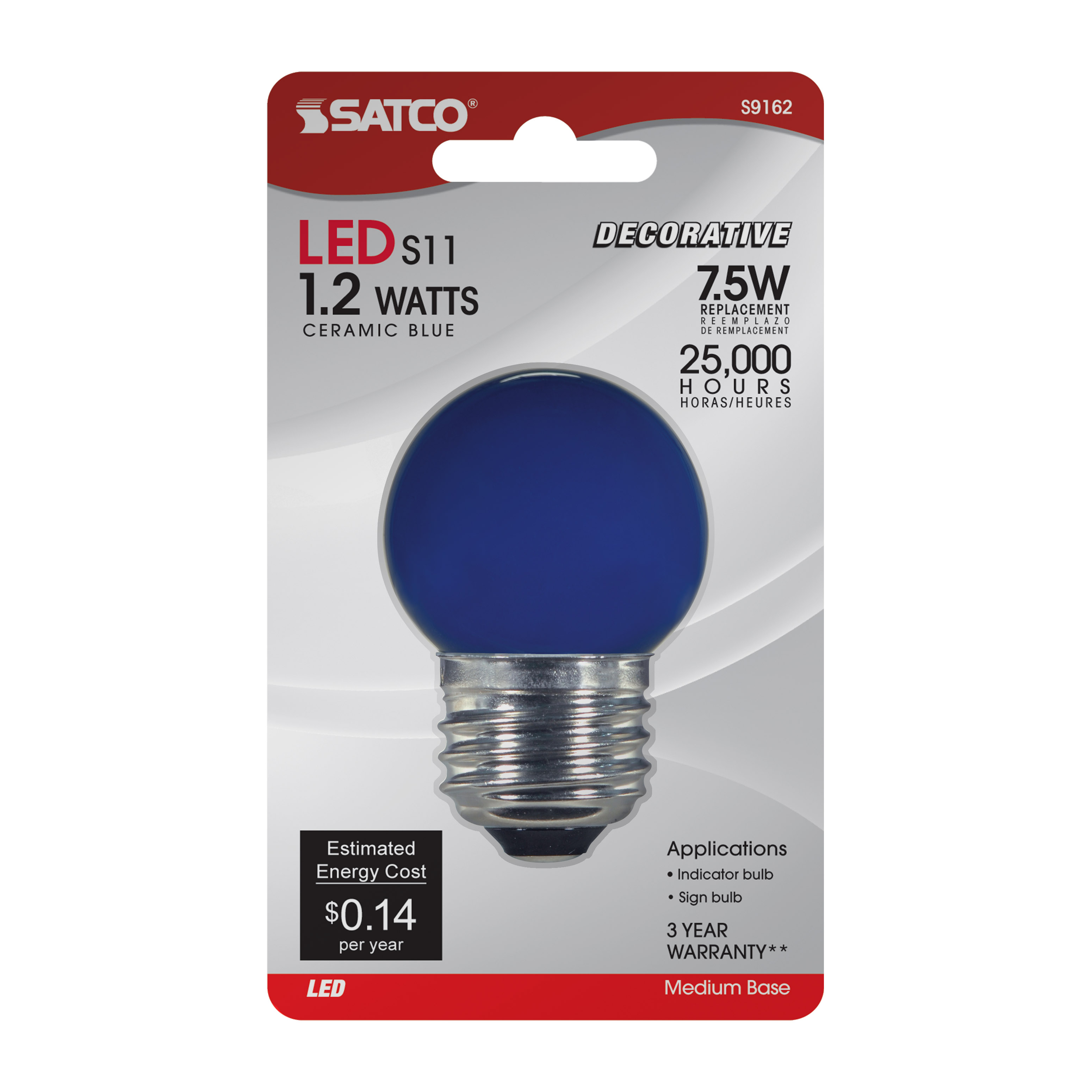 1.2W S11/BL/LED/120V/CD - S9162