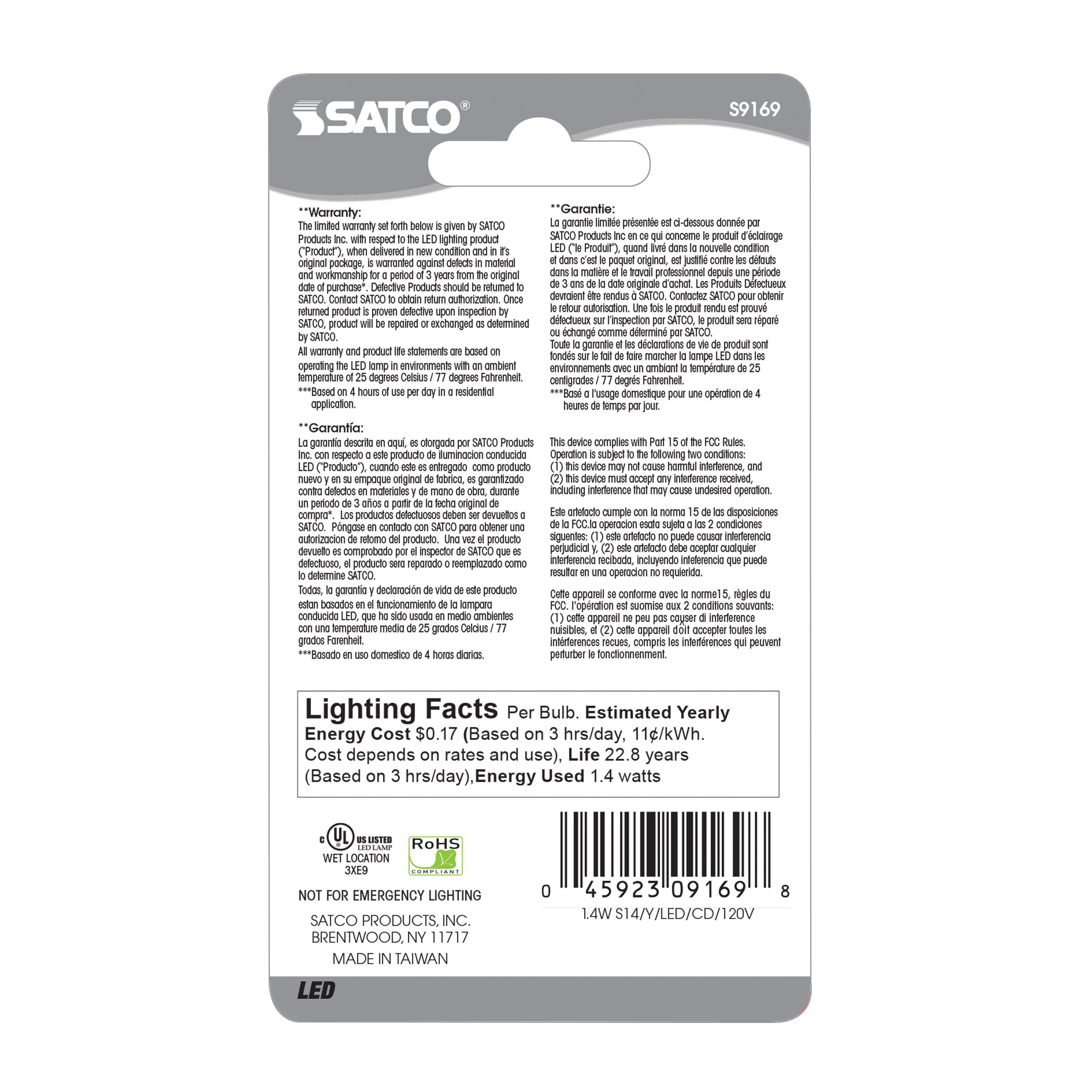 1.4W S14/Y/LED/120V/CD - S9169