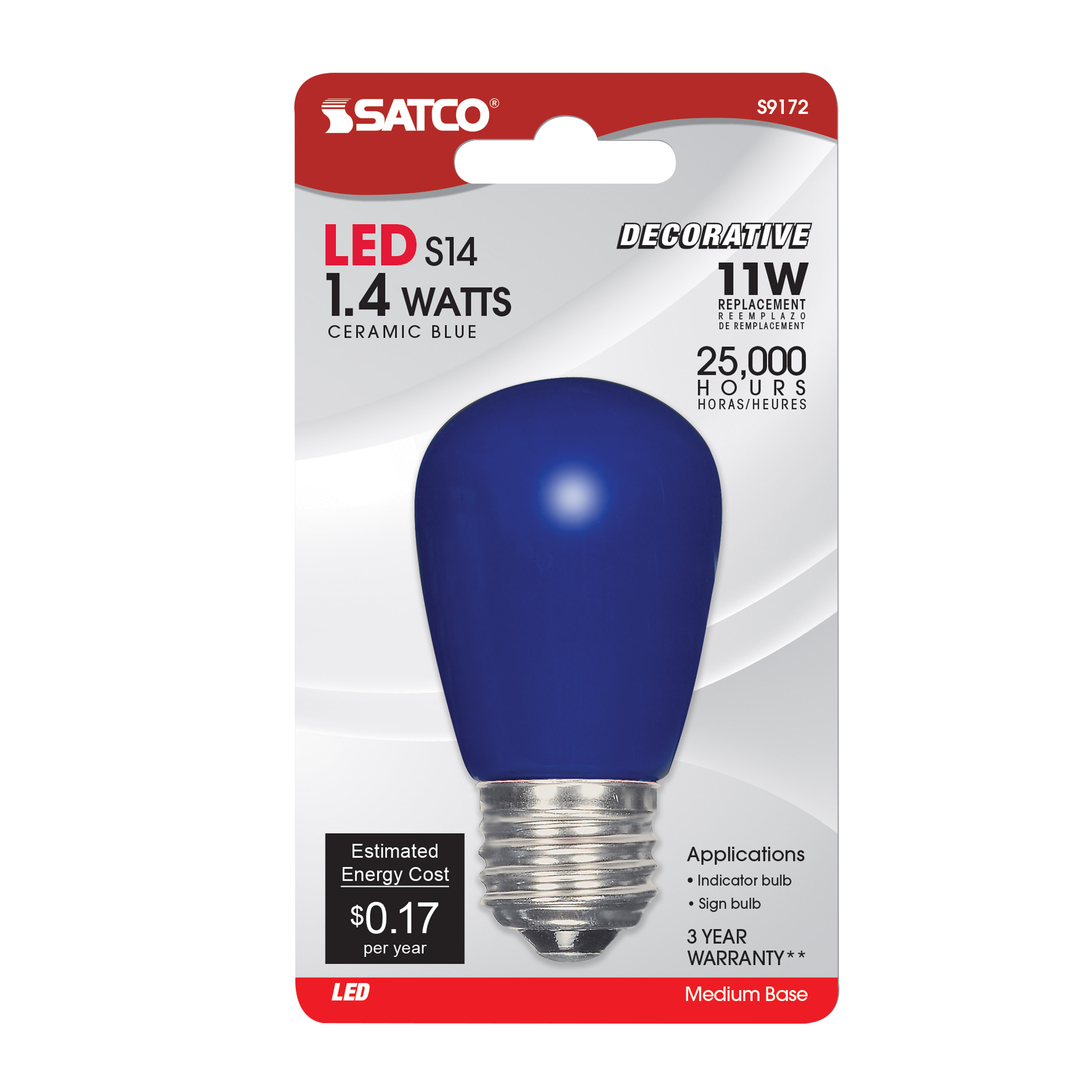 1.4W S14/BL/LED/120V/CD - S9172