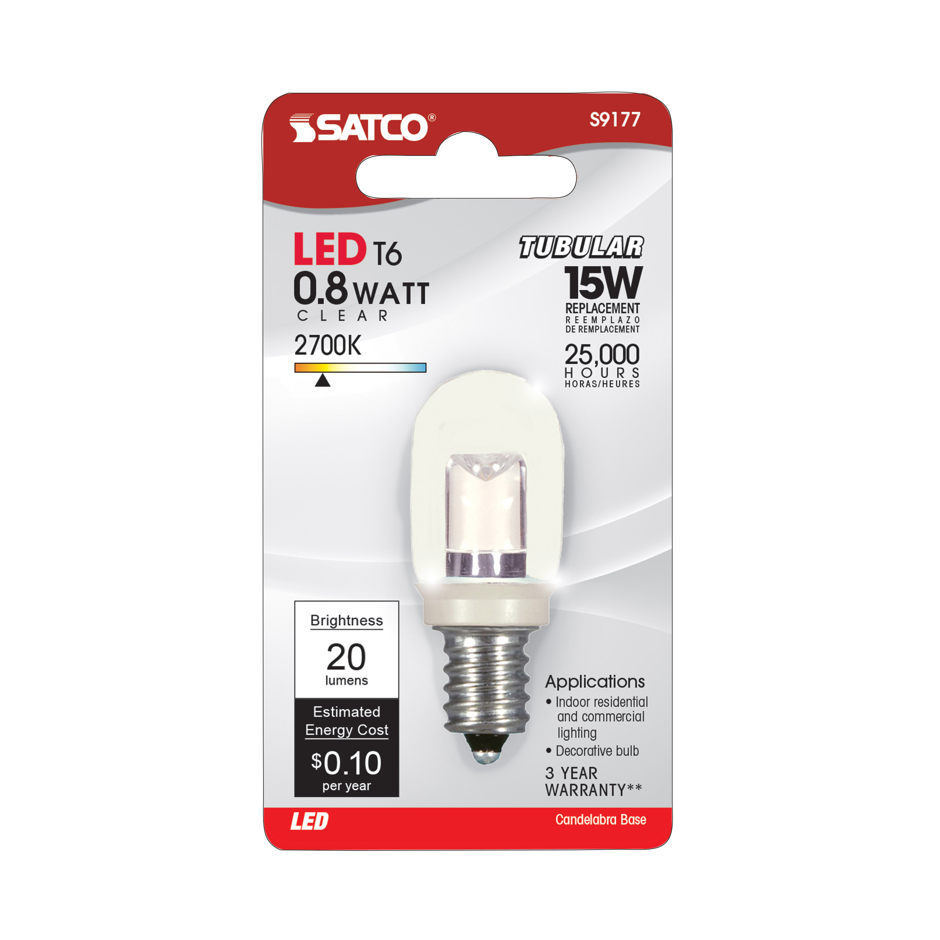 0.8W T6/CL/LED/120V/CD - S9177