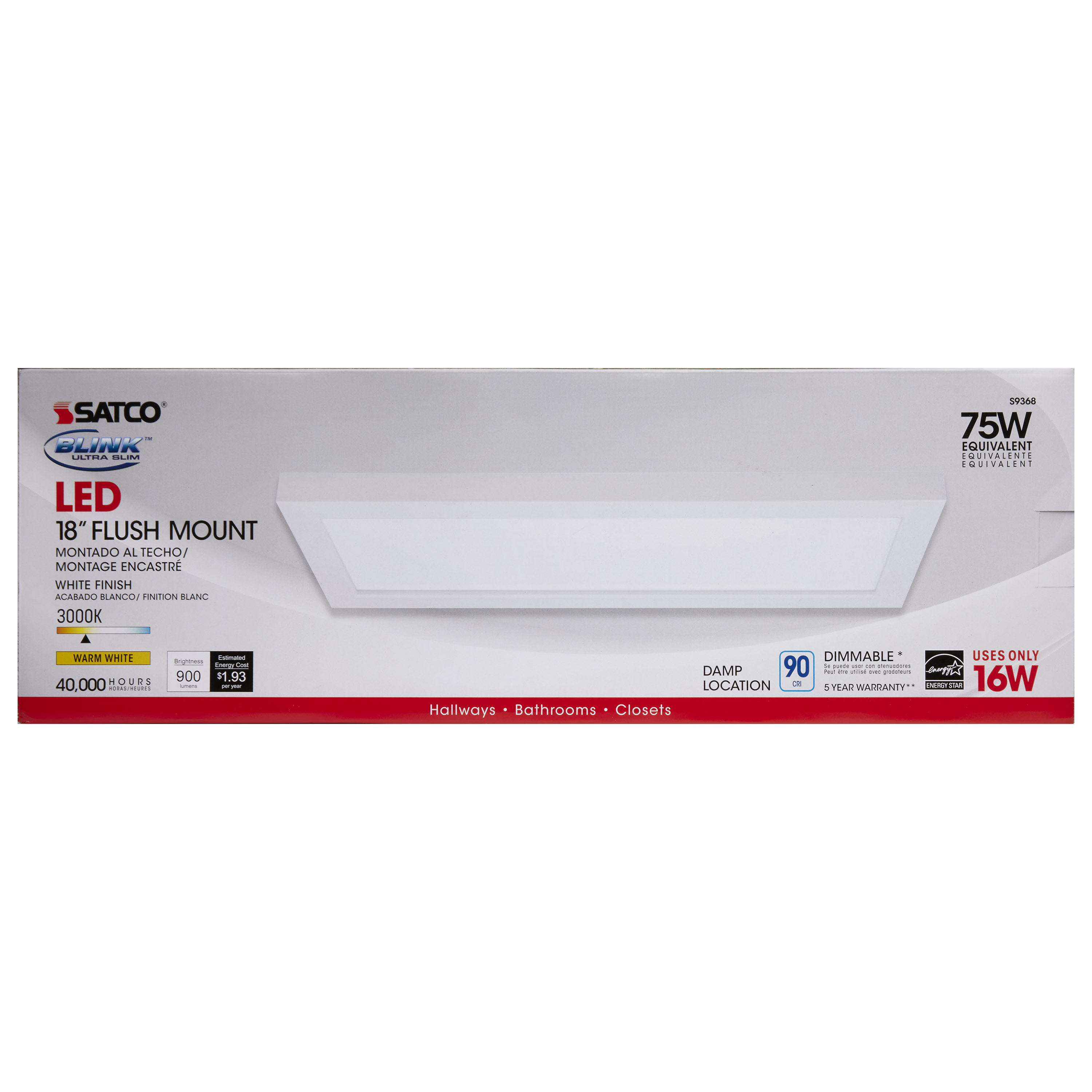16W/LED/5x18"FLUSH/30K/REC - S9368