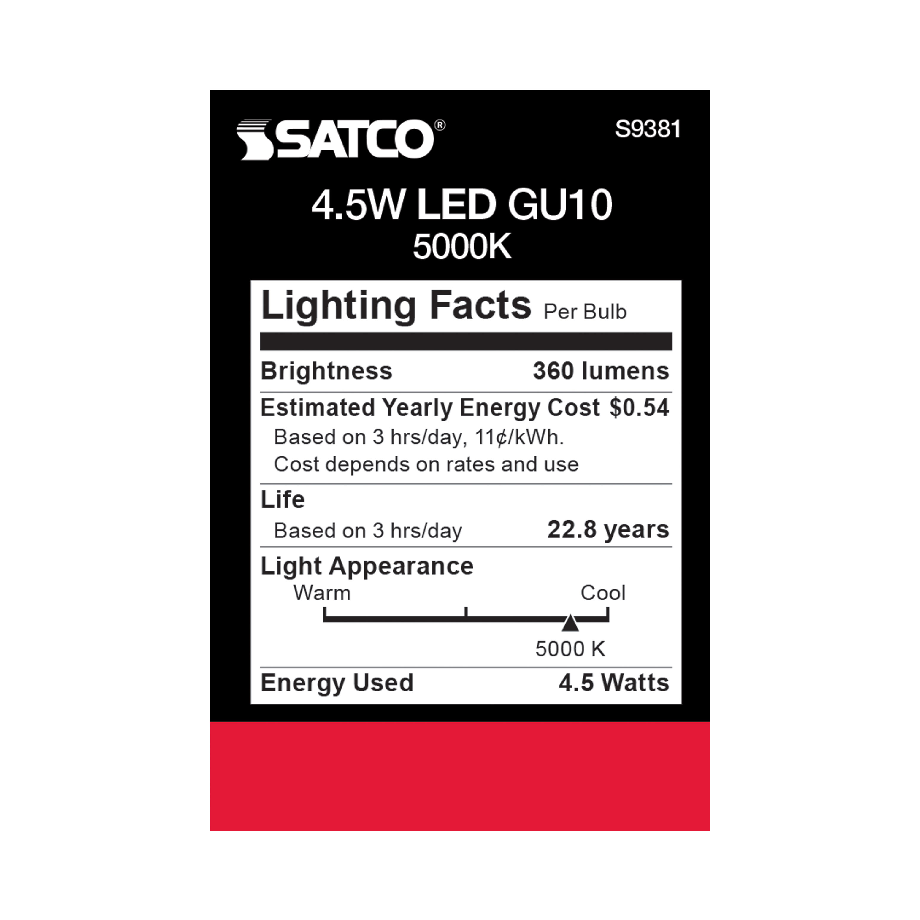 4.5MR16/LED/40'/850/120V/GU10 - S9381