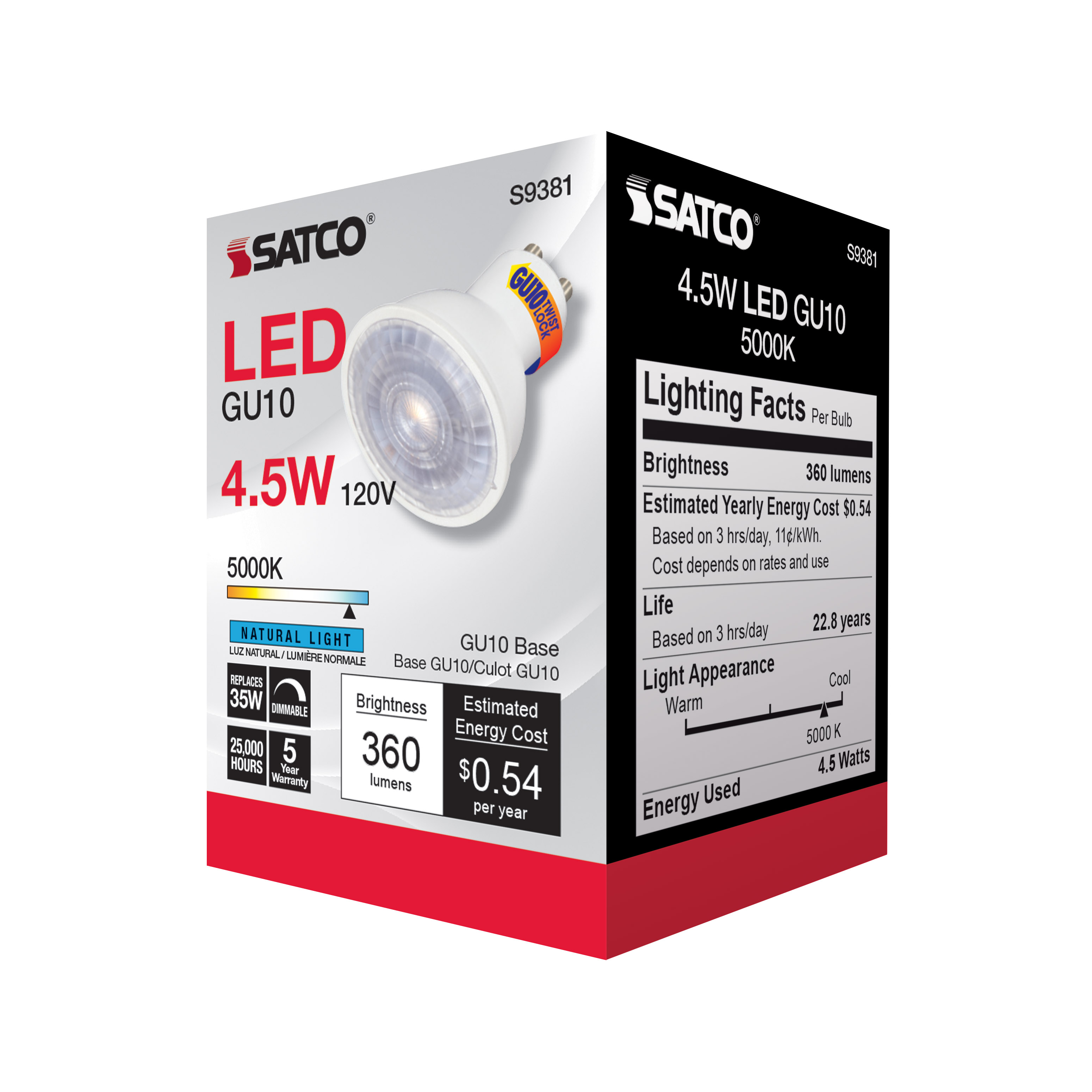 4.5MR16/LED/40'/850/120V/GU10 - S9381